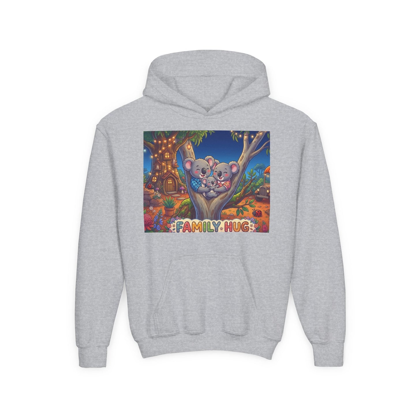 Family Hug Koala Youth Heavy Blend Hooded Sweatshirt