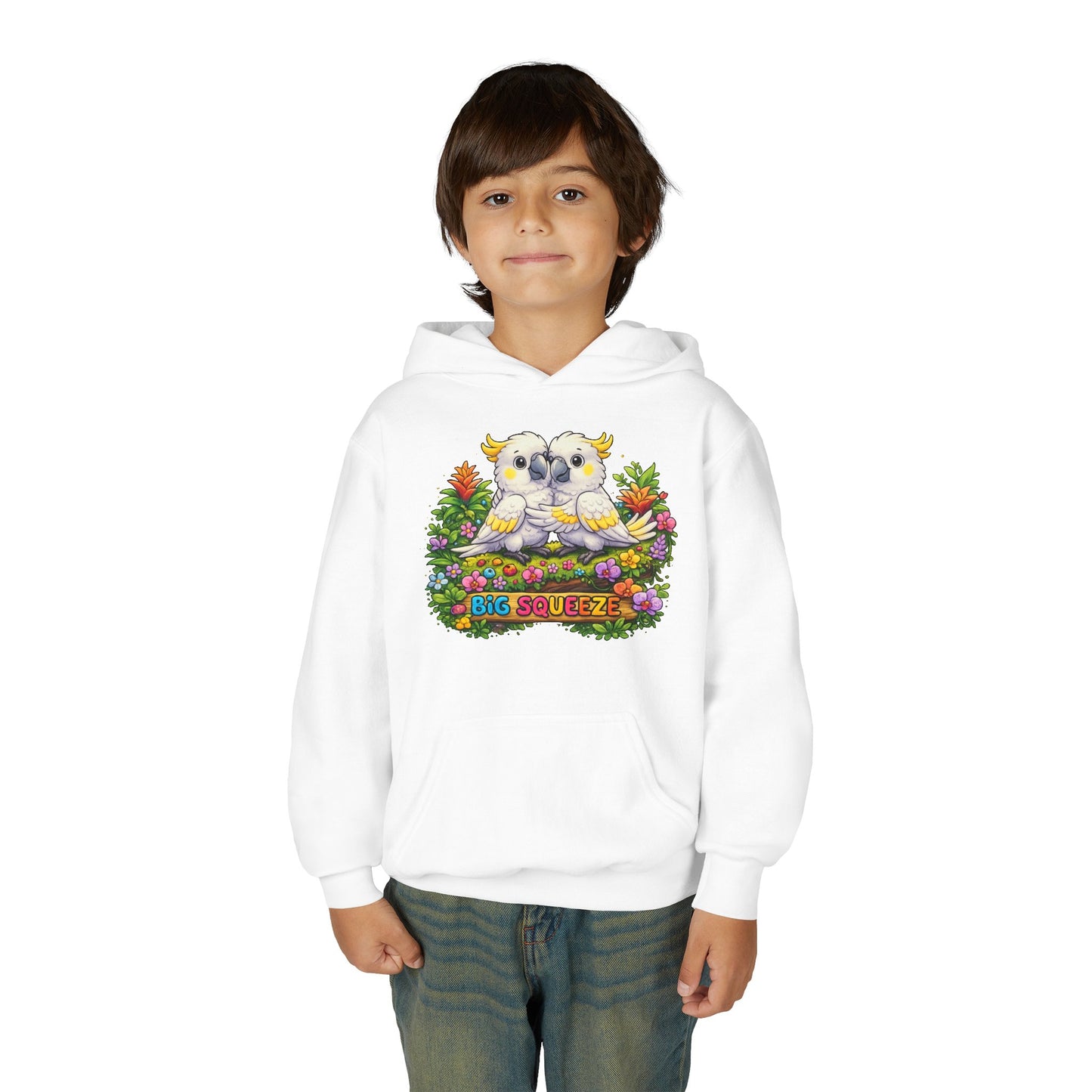 Big Squeeze Cockatoo Youth Heavy Blend Hooded Sweatshirt