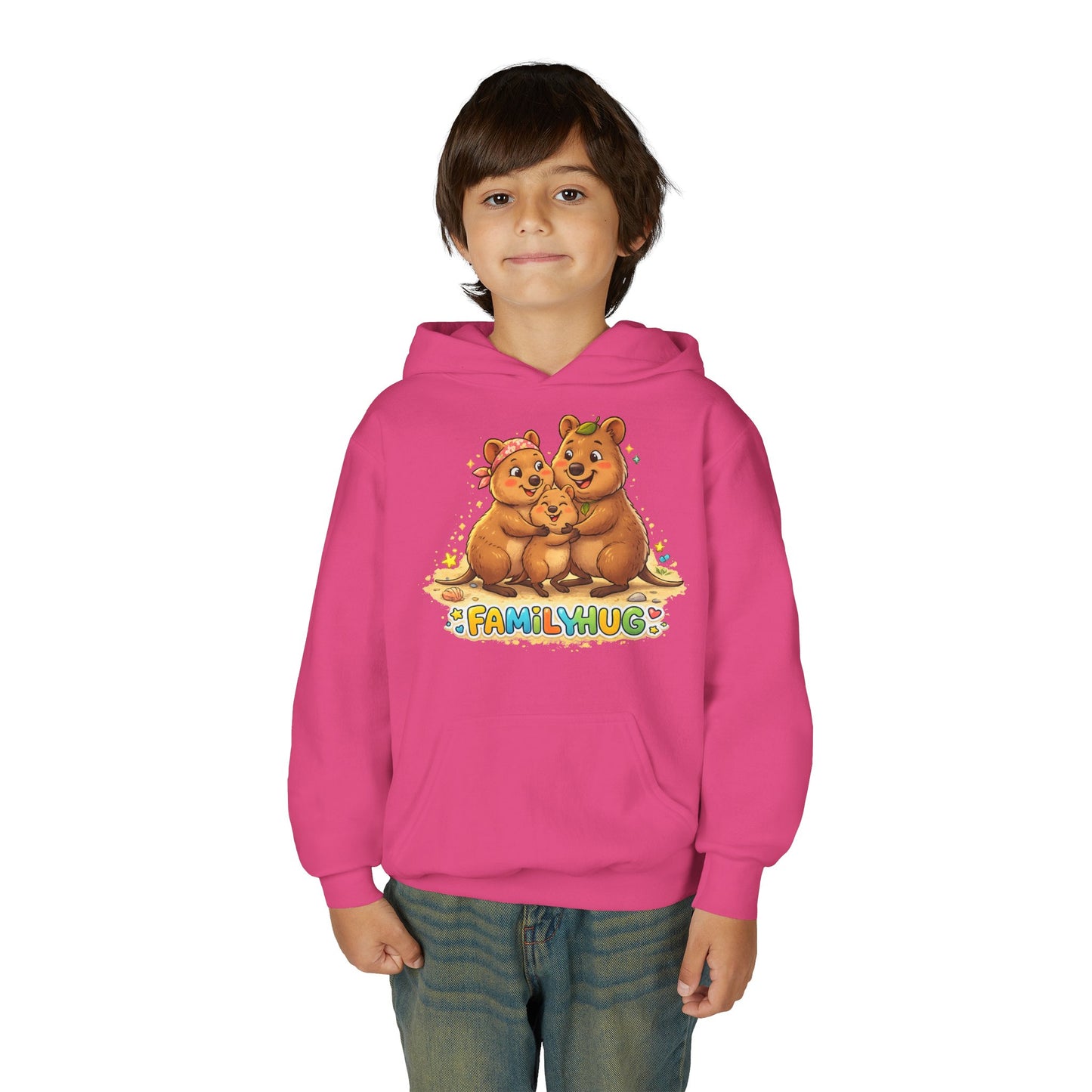 Family Hug Quokka Youth Heavy Blend Hooded Sweatshirt