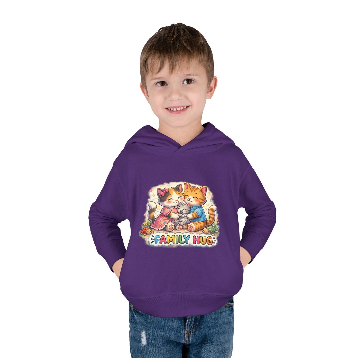 Family Hug Kitten Toddler Pullover Fleece Hoodie