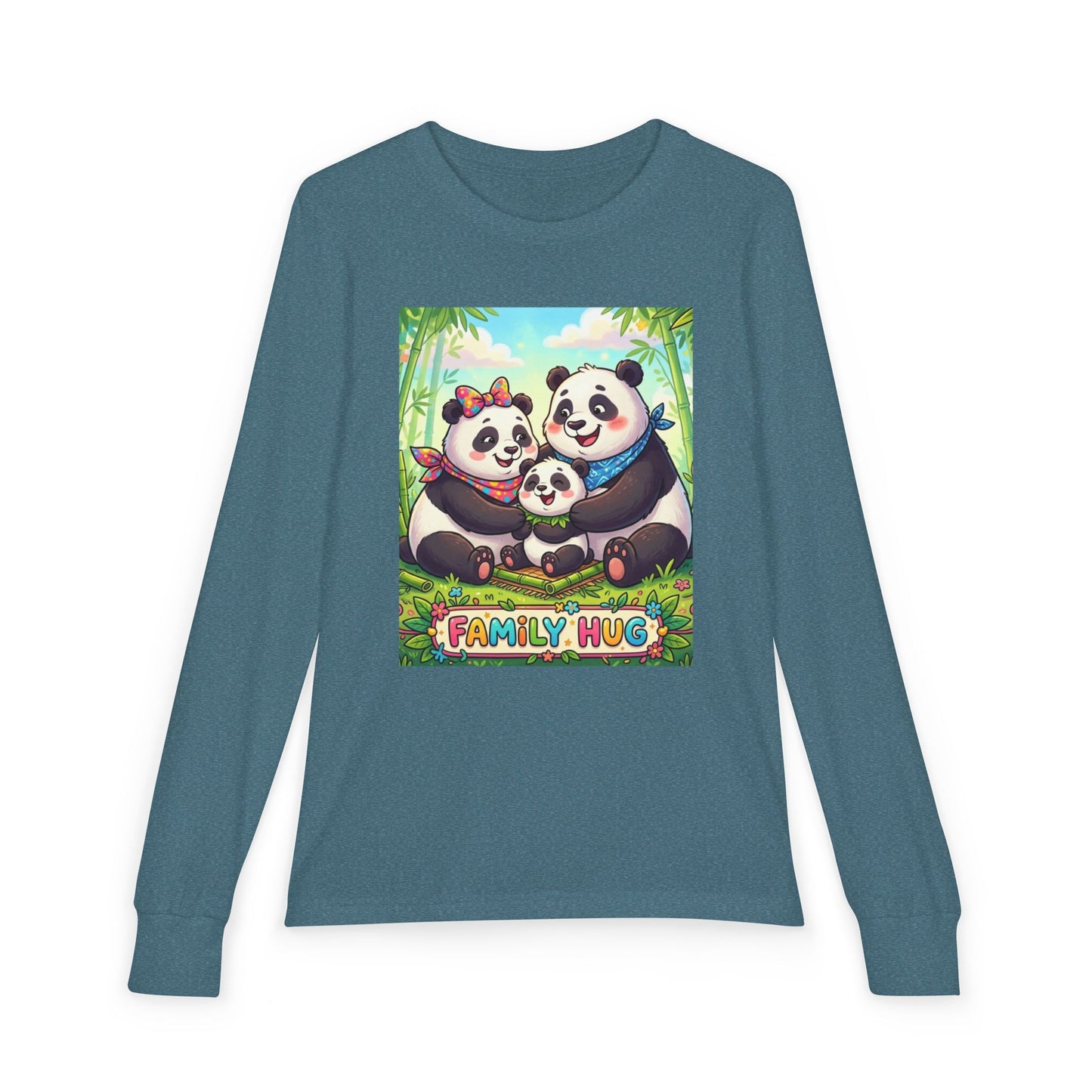 Family Hug Panda Youth Jersey Long Sleeve Tee