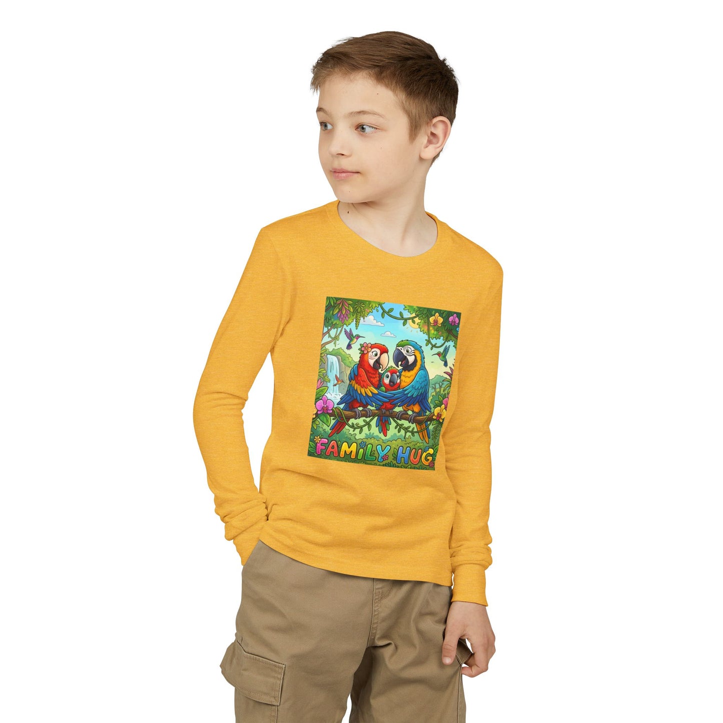 Family Hug Macaw Youth Jersey Long Sleeve Tee