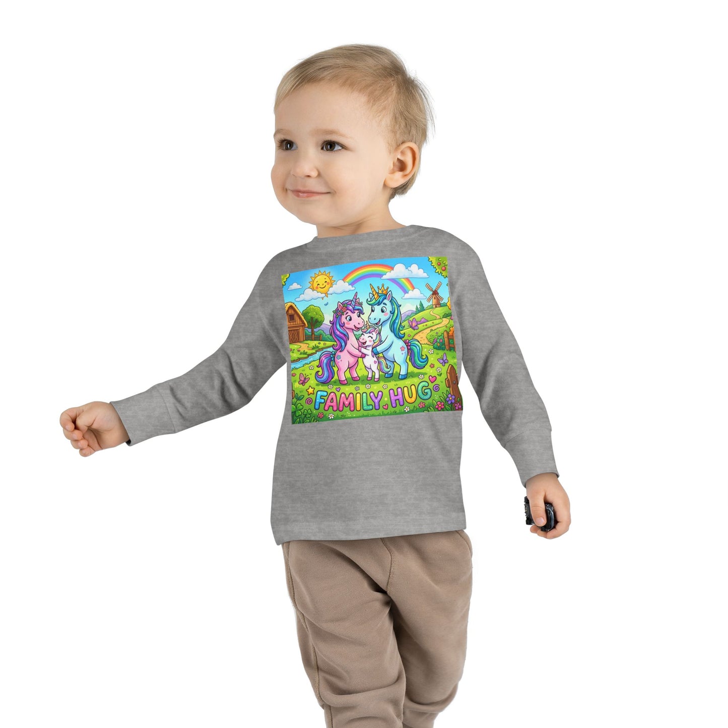Family Hug Unicorn Toddler Long Sleeve Tee