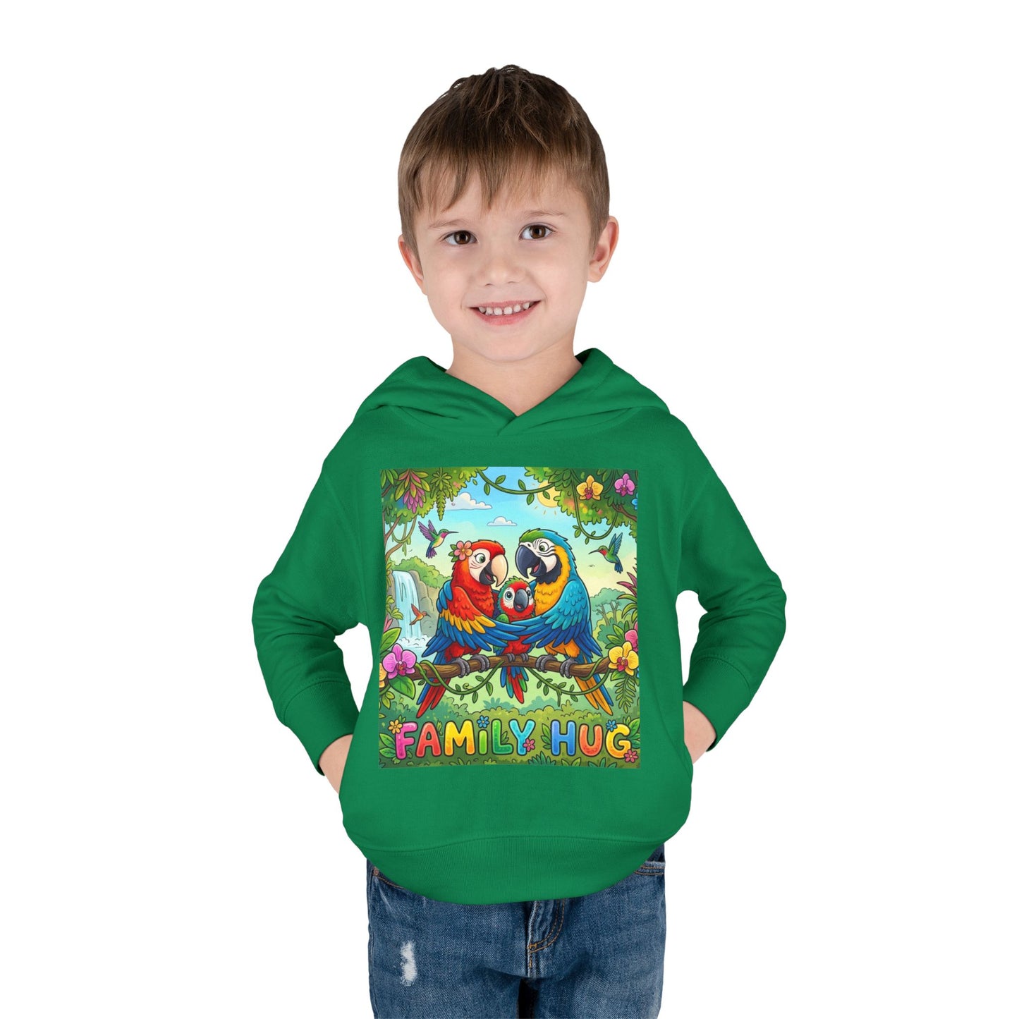 Family Hug Macaw Toddler Pullover Fleece Hoodie