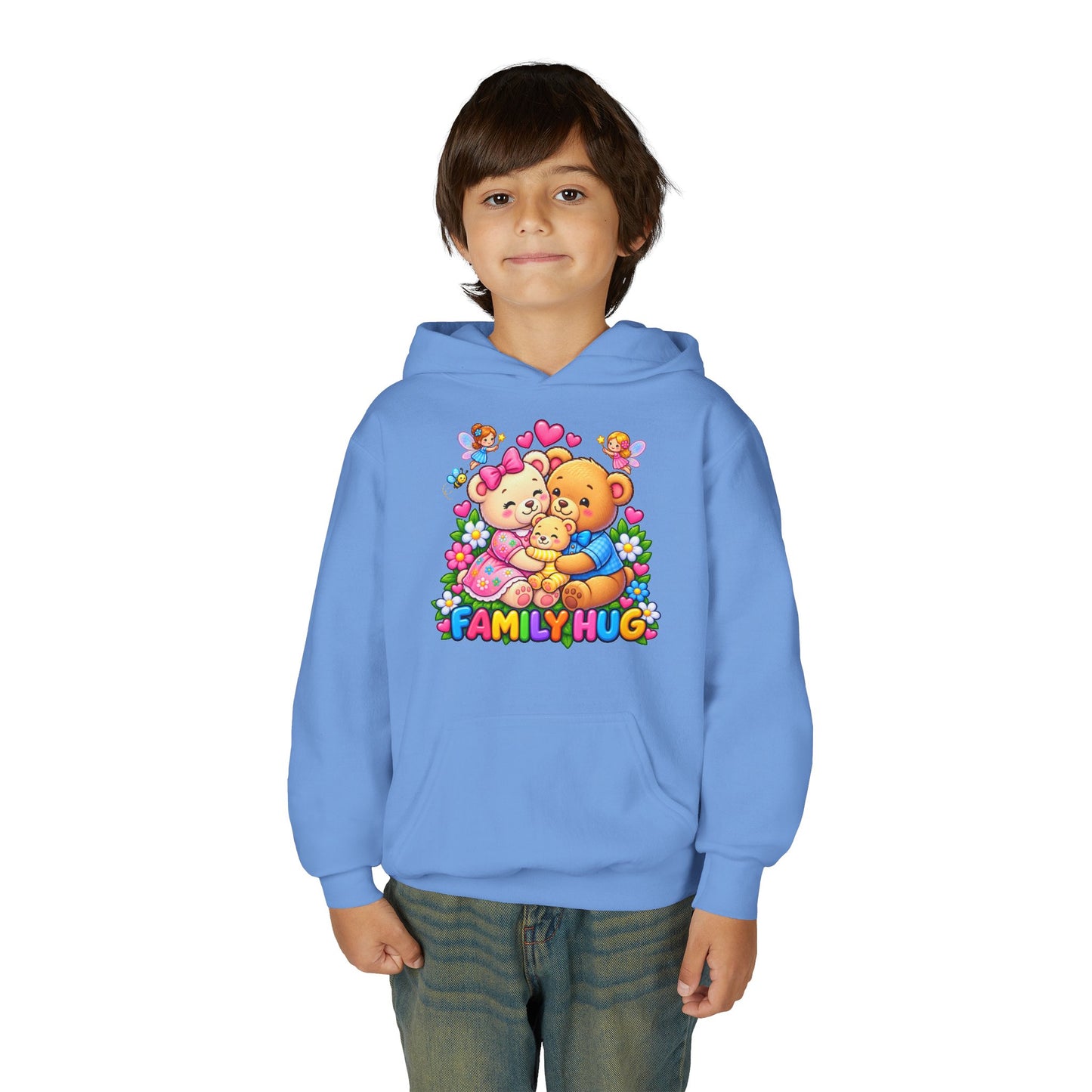 Family Hug Teddy Youth Heavy Blend Hooded Sweatshirt