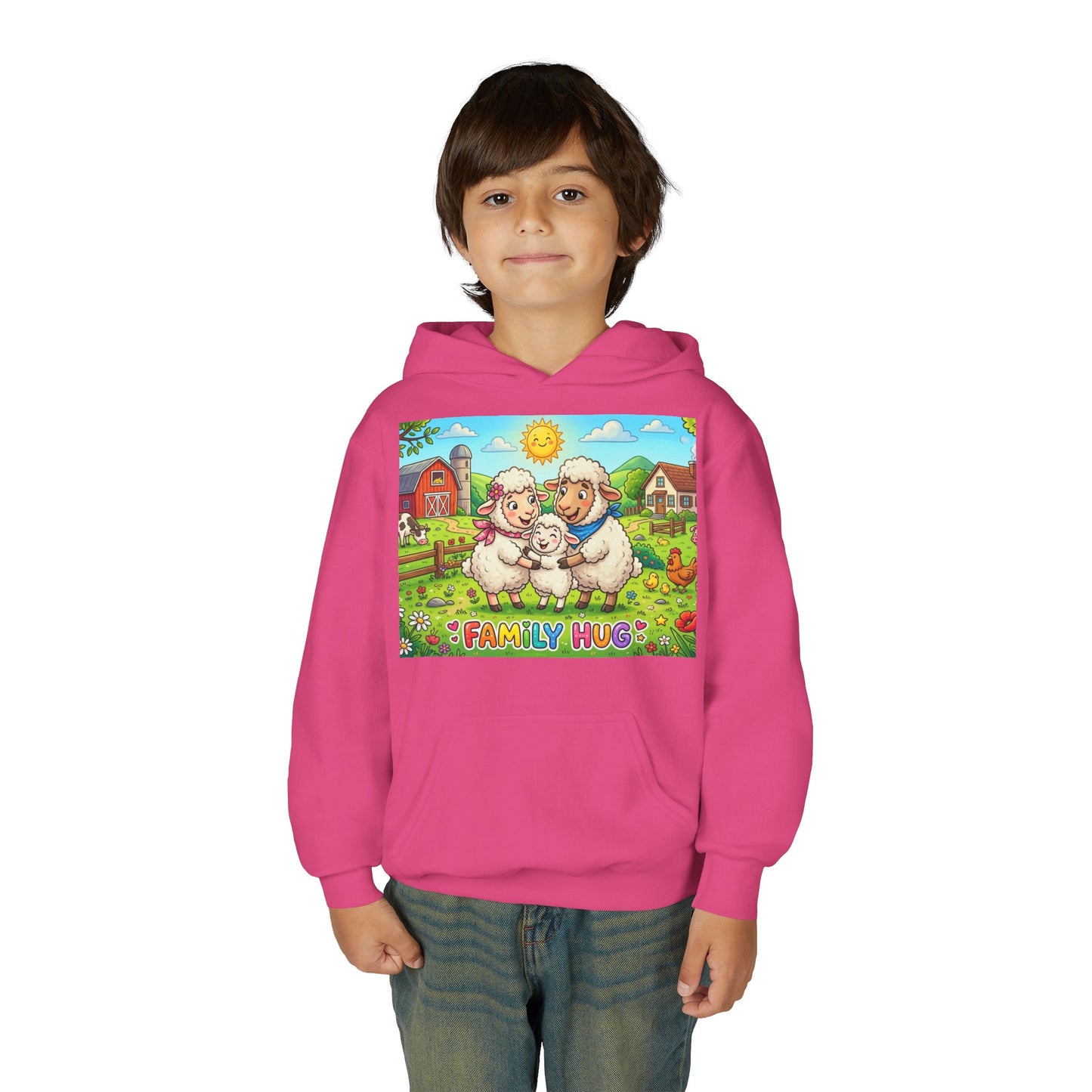 Family Hug Lamb Youth Heavy Blend Hooded Sweatshirt