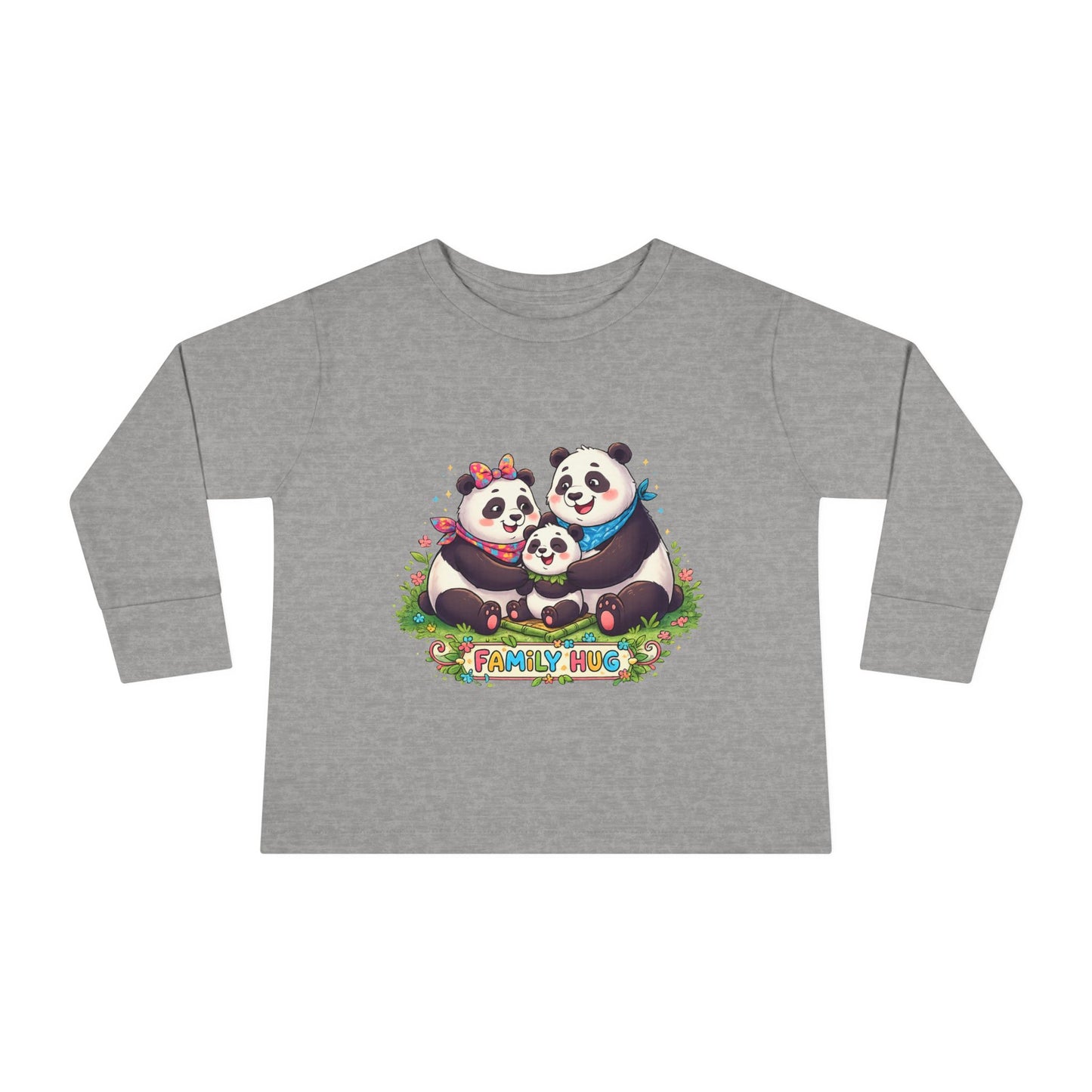 Family Hug Panda Toddler Long Sleeve Tee
