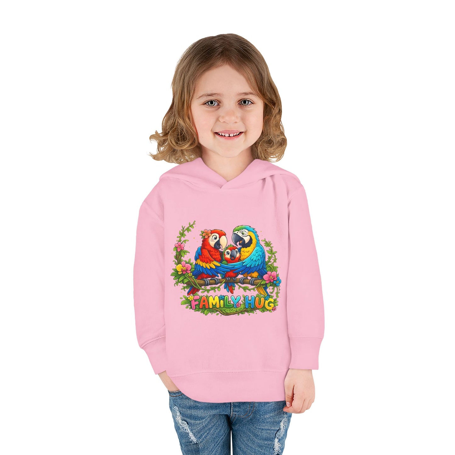 Family Hug Macaw Toddler Pullover Fleece Hoodie