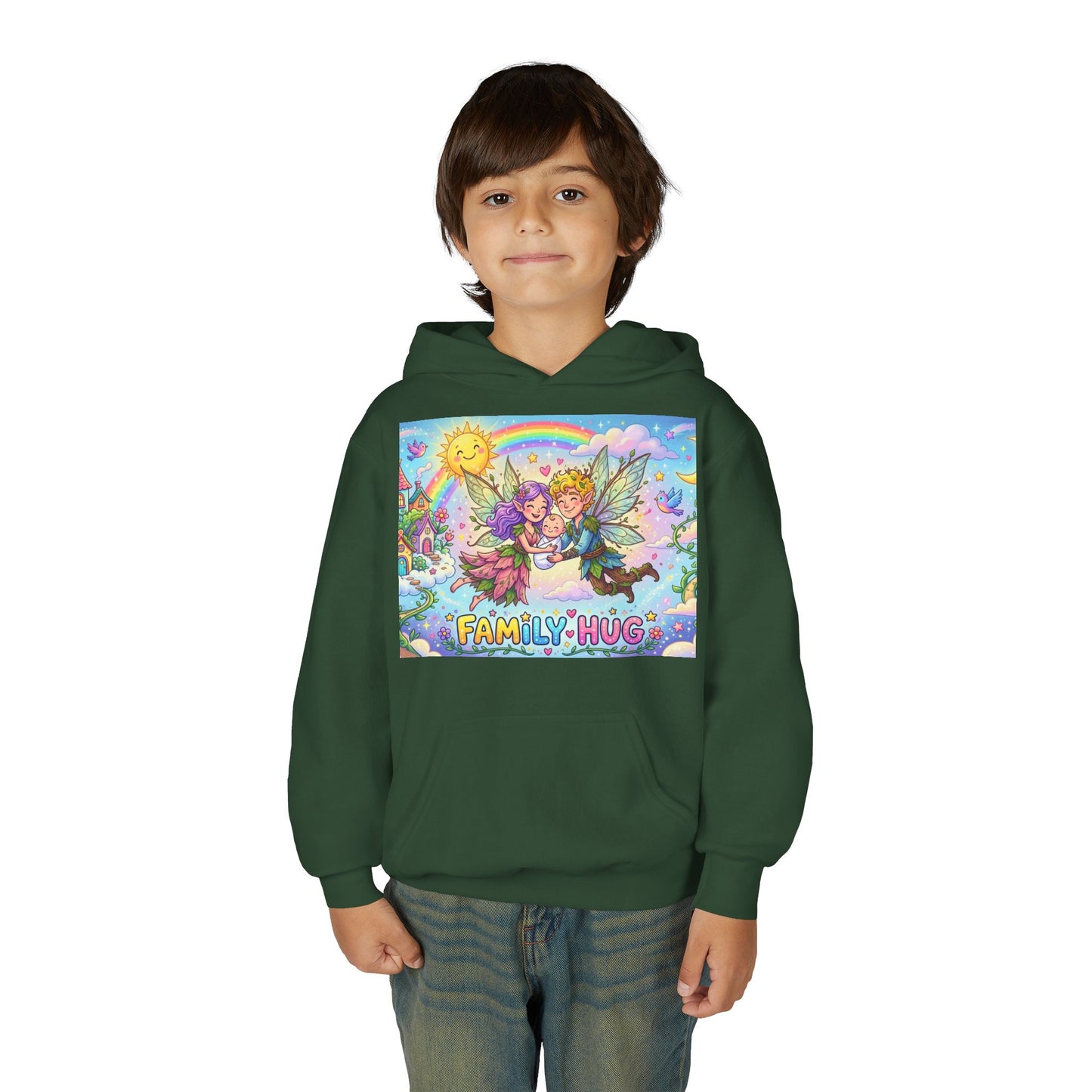 Family Hug Fairy Youth Heavy Blend Hooded Sweatshirt