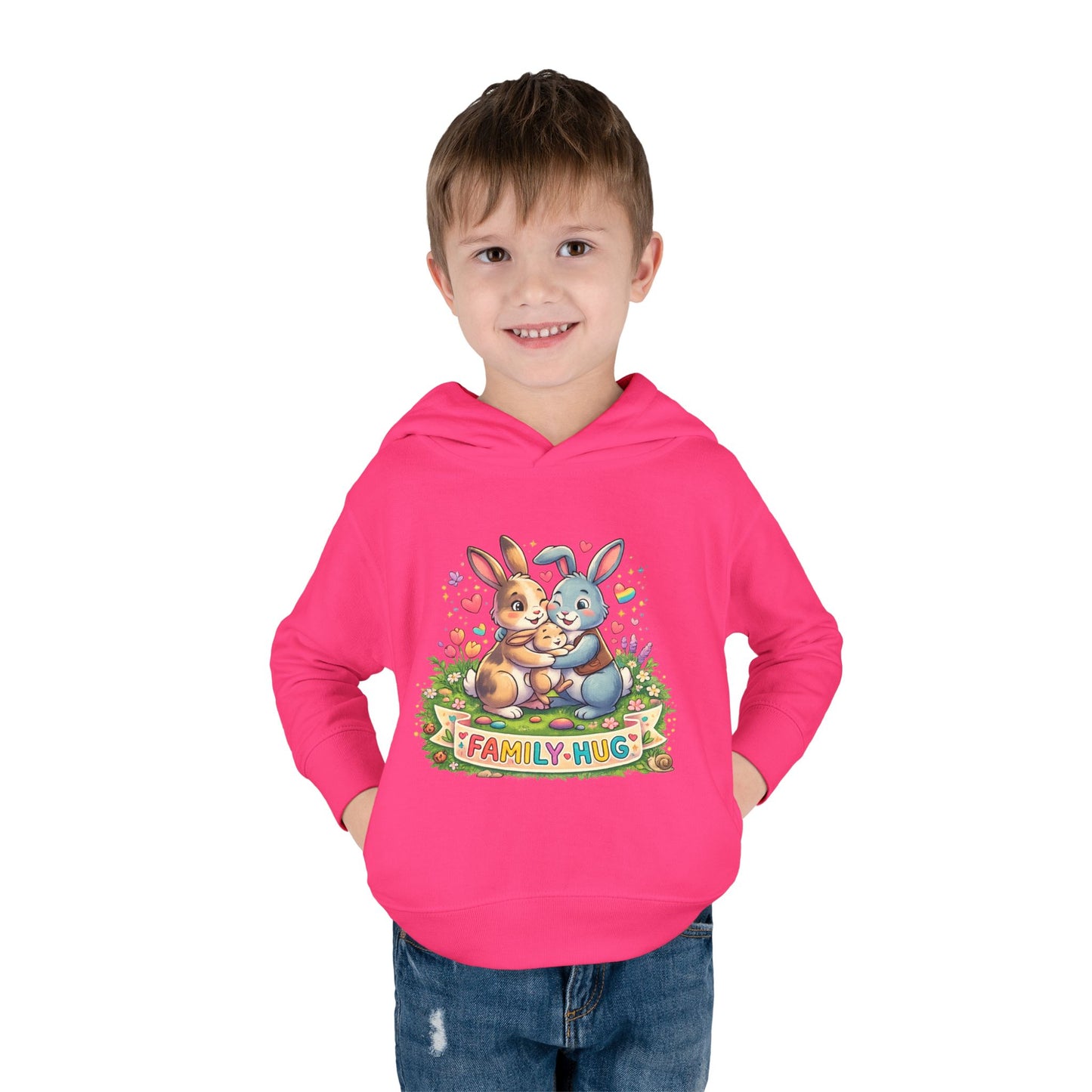 Family Hug Bunny Toddler Pullover Fleece Hoodie