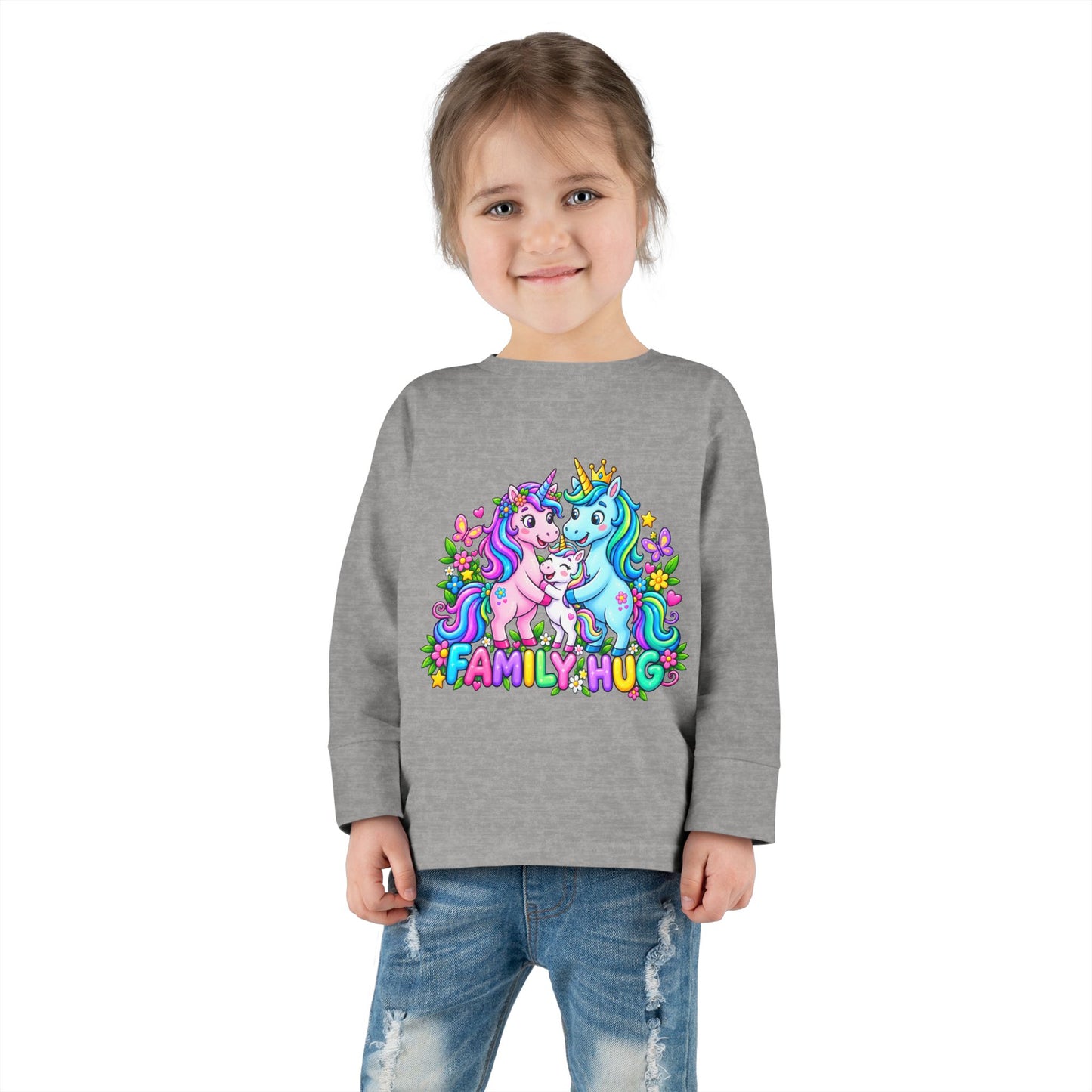 Family Hug Unicorn Toddler Long Sleeve Tee