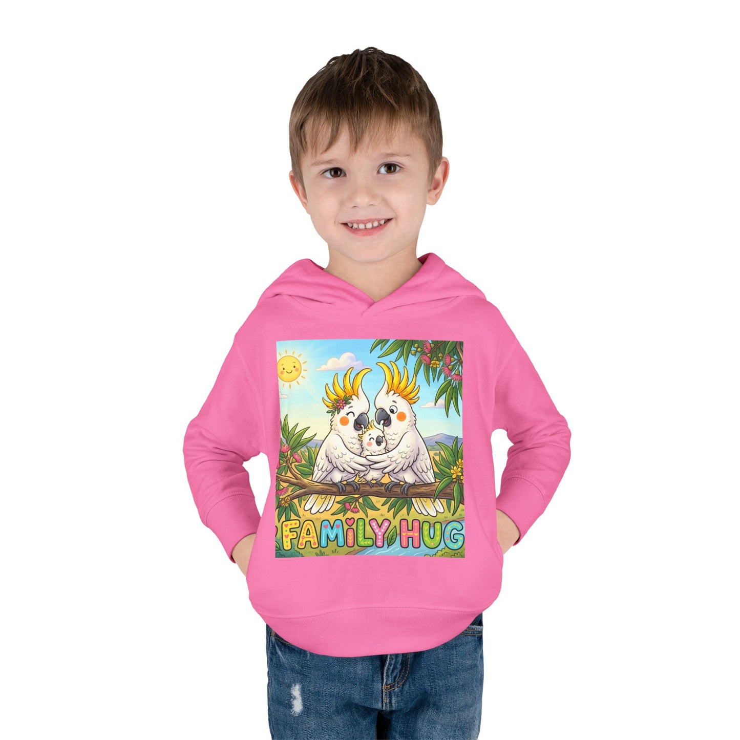 Family Hug Cockatoo Toddler Pullover Fleece Hoodie