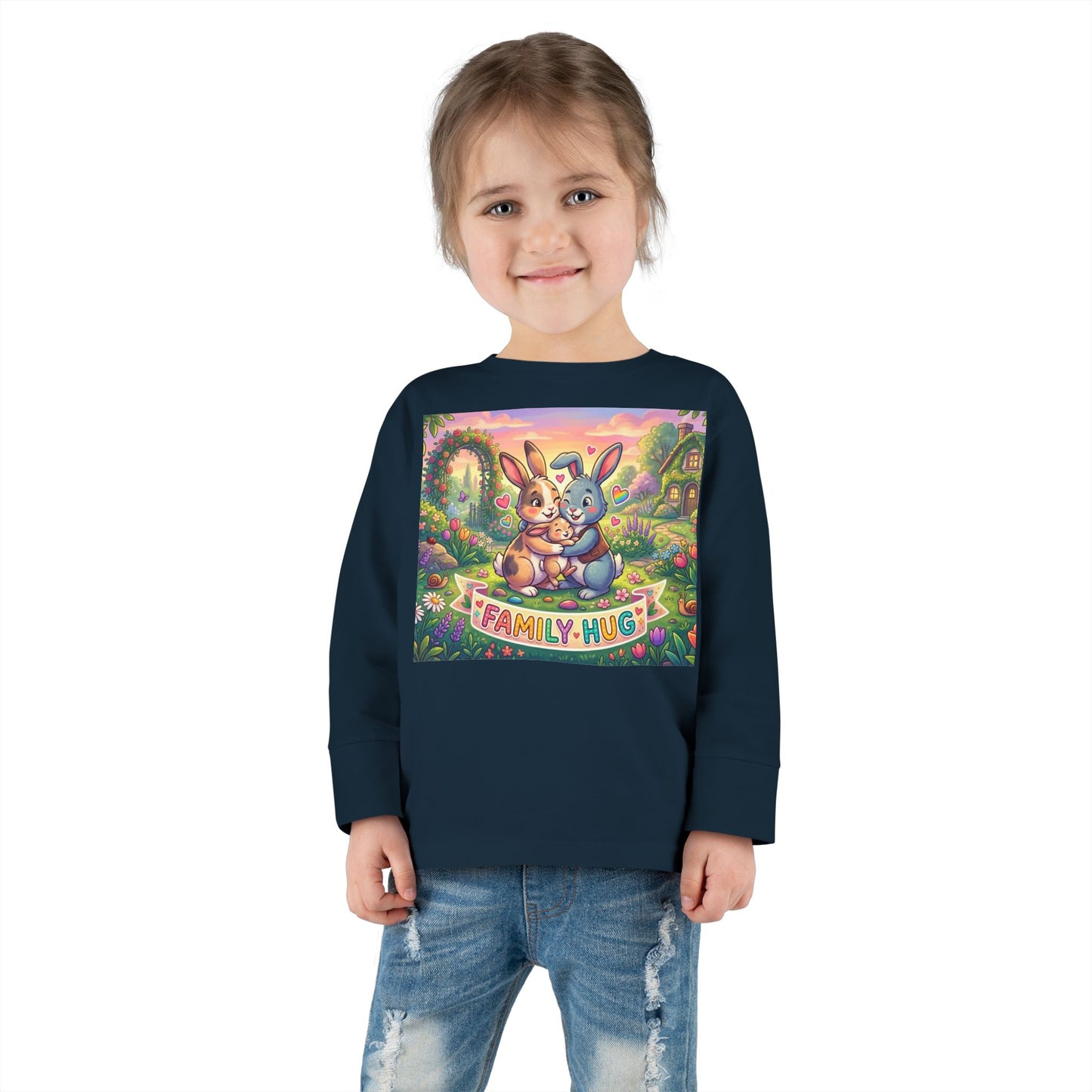 Family Hug Bunny Toddler Long Sleeve Tee