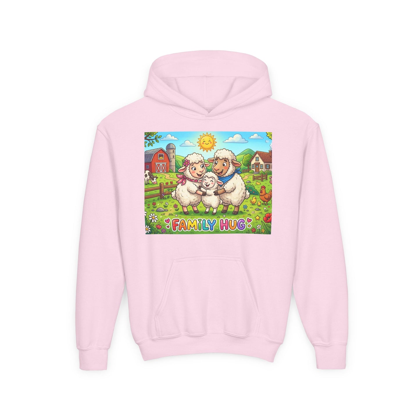Family Hug Lamb Youth Heavy Blend Hooded Sweatshirt