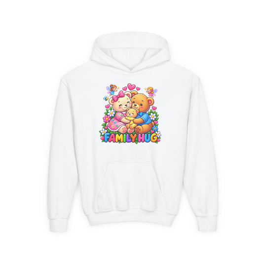 Family Hug Teddy Youth Heavy Blend Hooded Sweatshirt