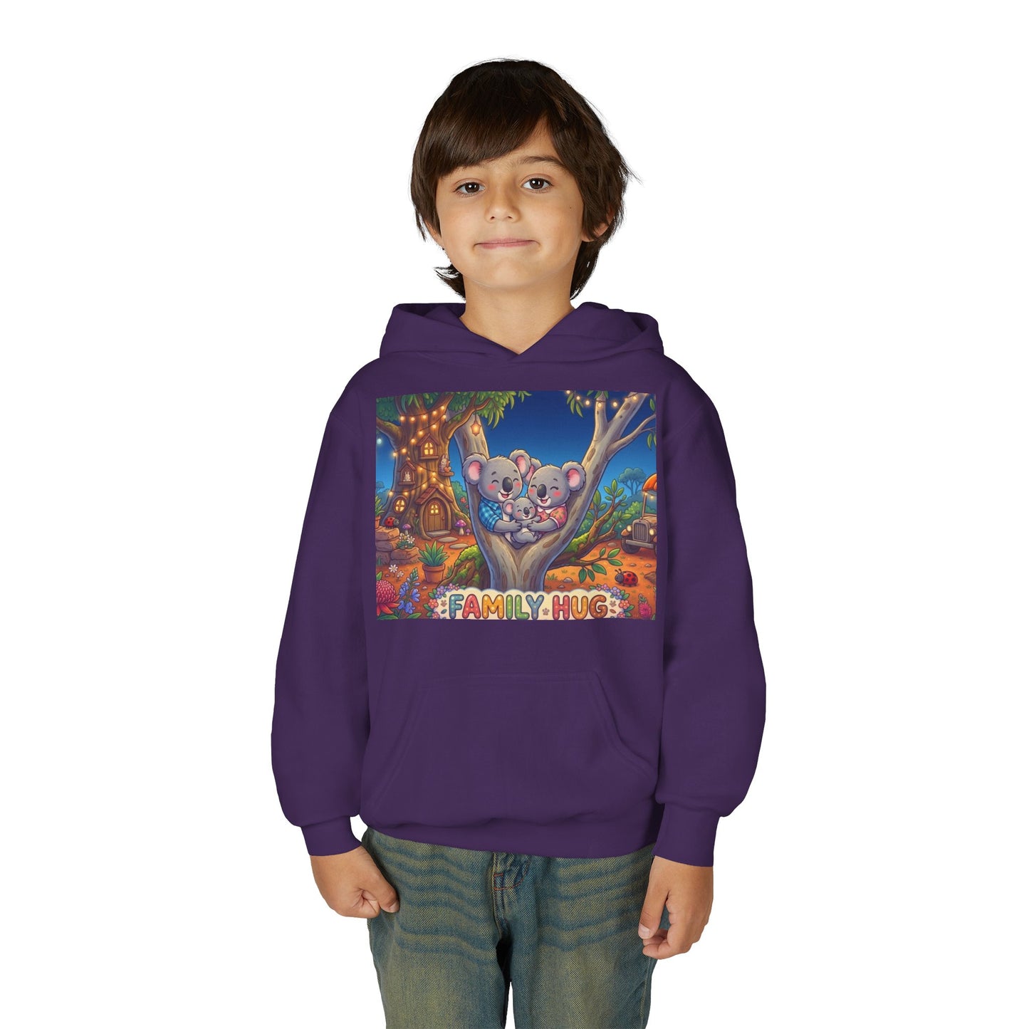 Family Hug Koala Youth Heavy Blend Hooded Sweatshirt