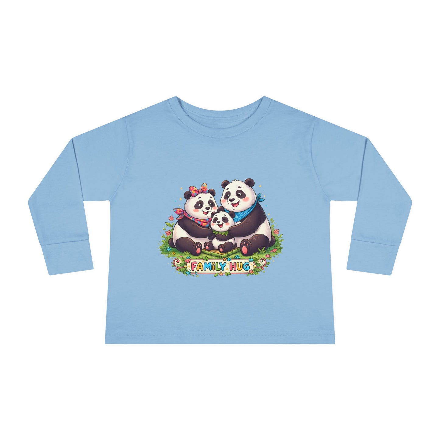 Family Hug Panda Toddler Long Sleeve Tee