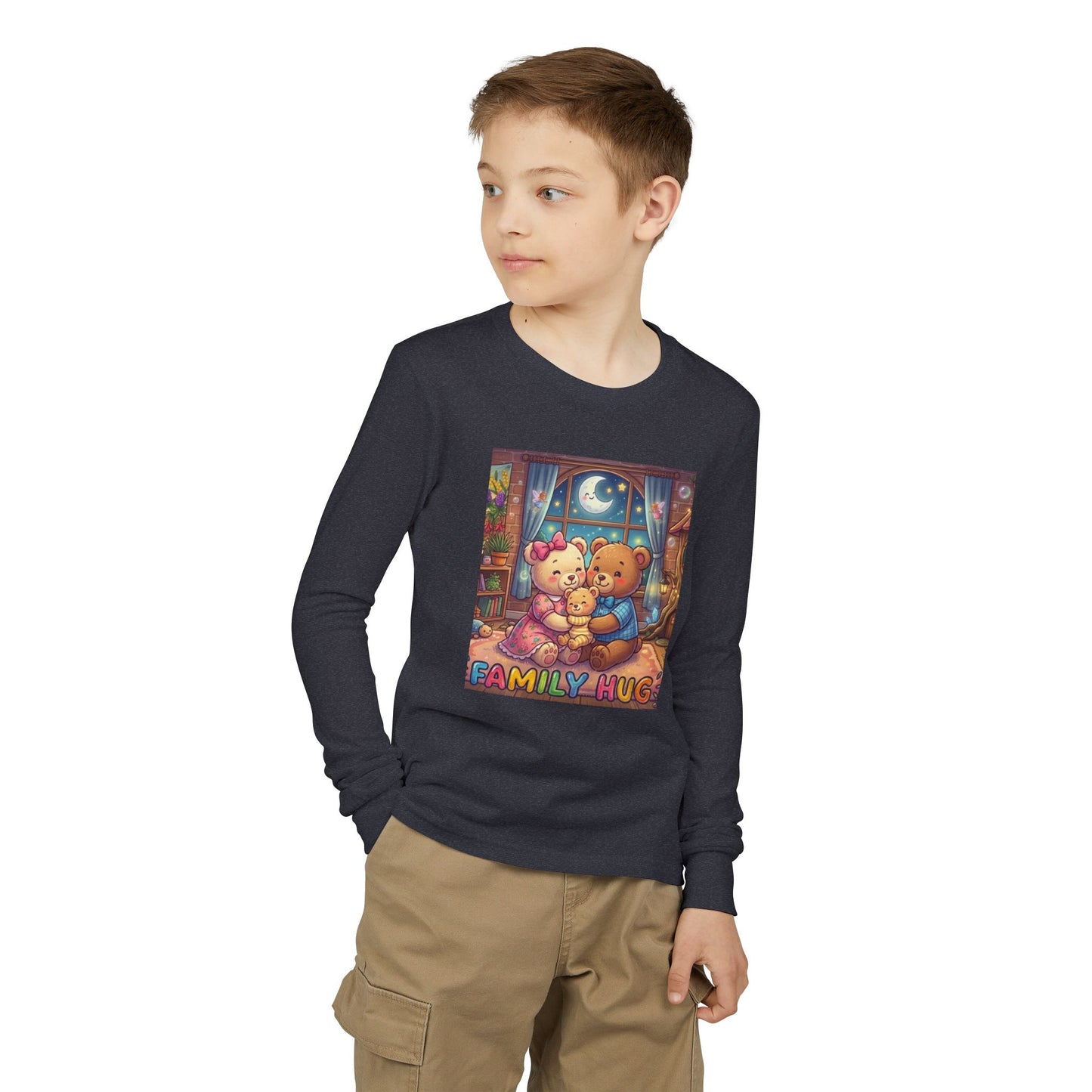 Family Hug Teddy Youth Jersey Long Sleeve Tee
