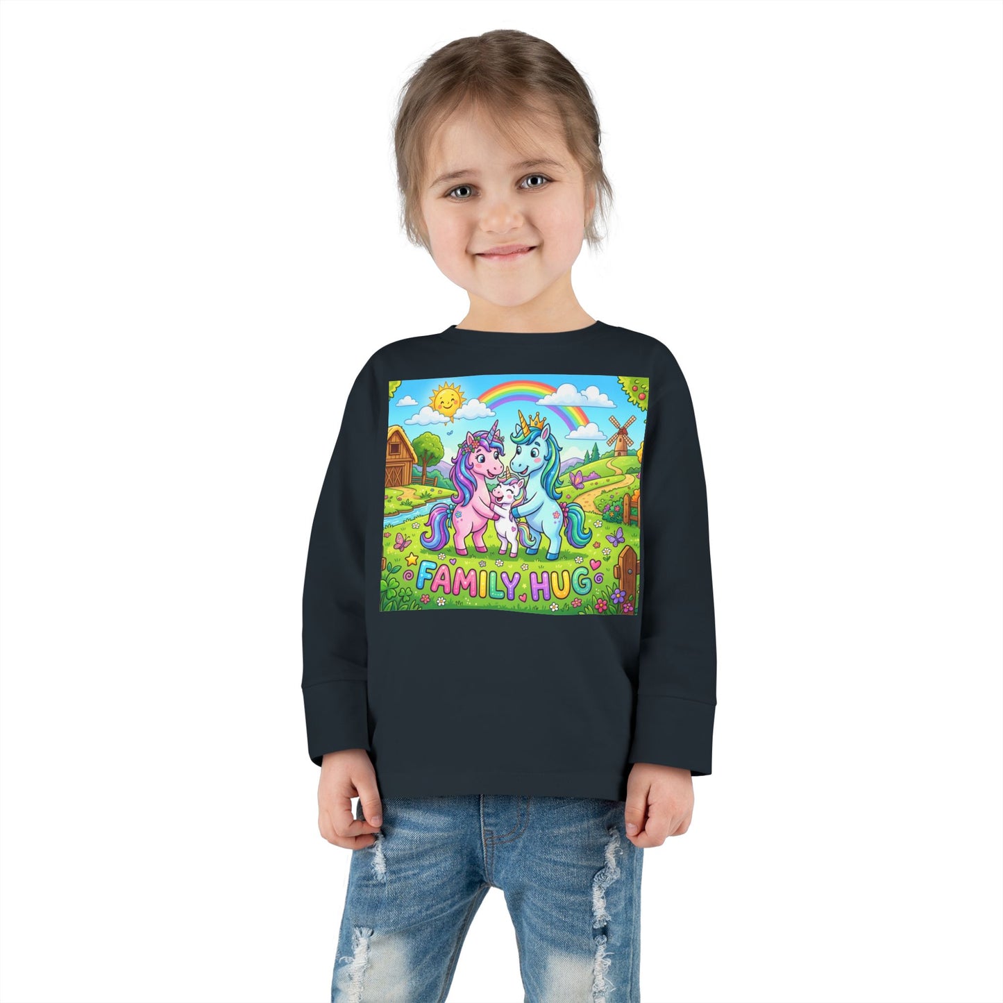 Family Hug Unicorn Toddler Long Sleeve Tee