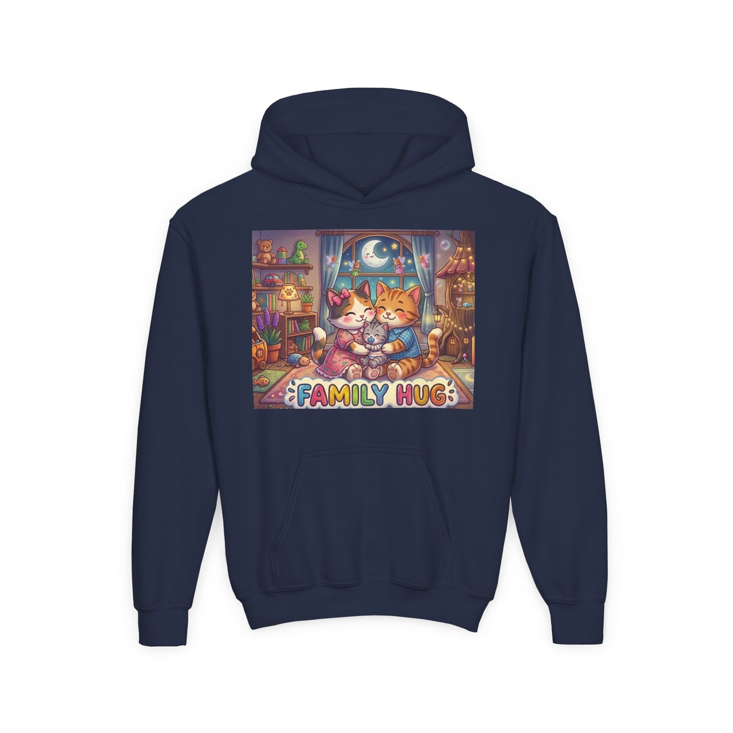 Family Hug Kitten Youth Heavy Blend Hooded Sweatshirt