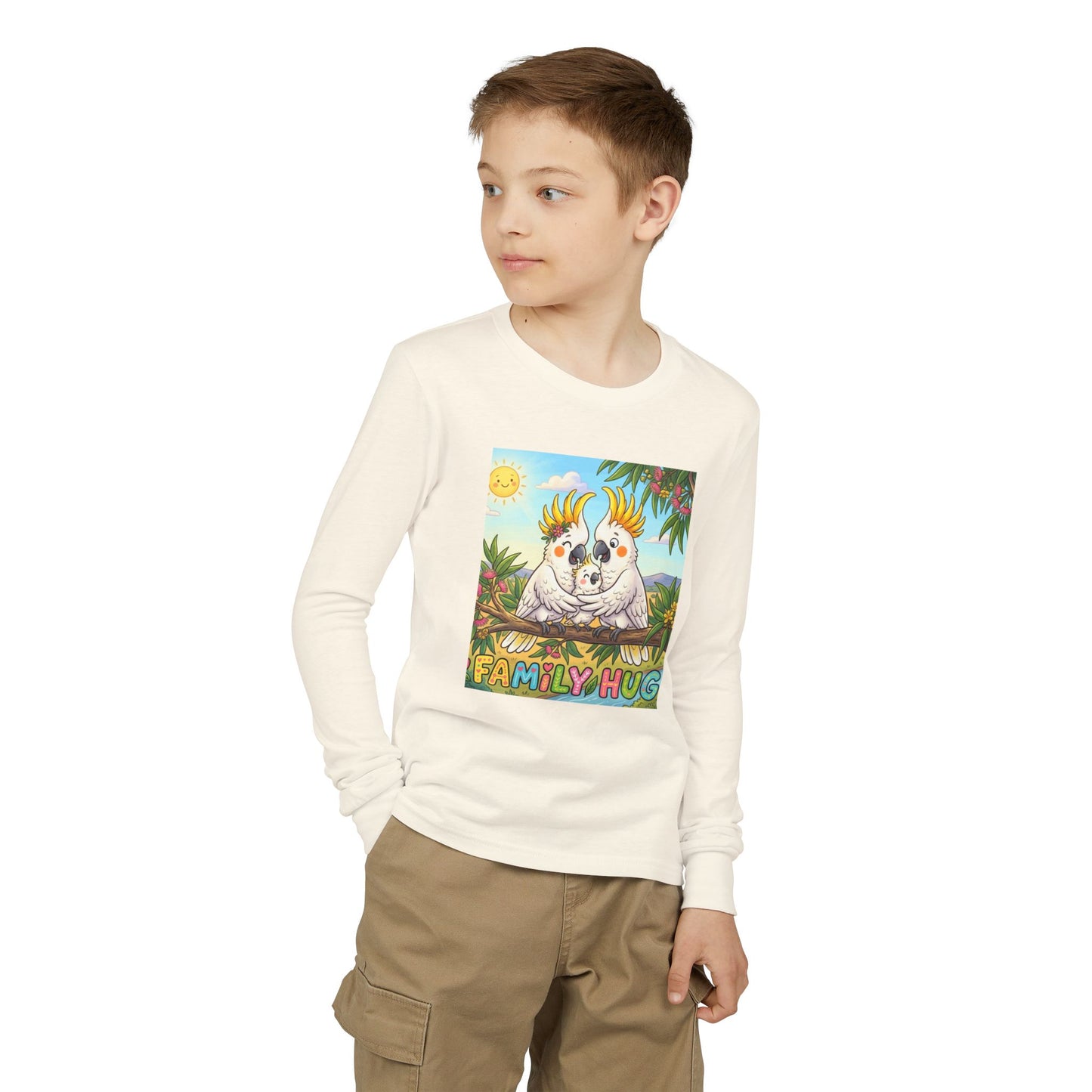 Family Hug Cockatoo Youth Jersey Long Sleeve Tee