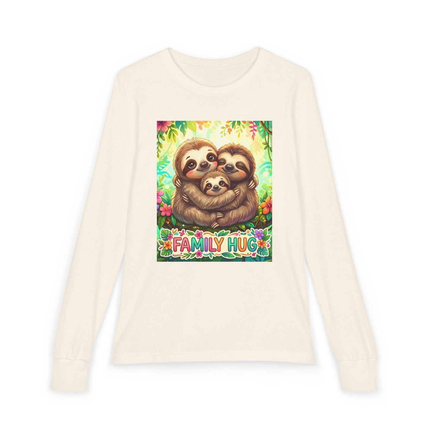 Family Hug Sloth Youth Jersey Long Sleeve Tee