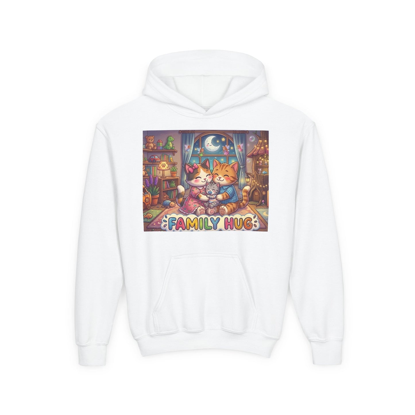 Family Hug Kitten Youth Heavy Blend Hooded Sweatshirt