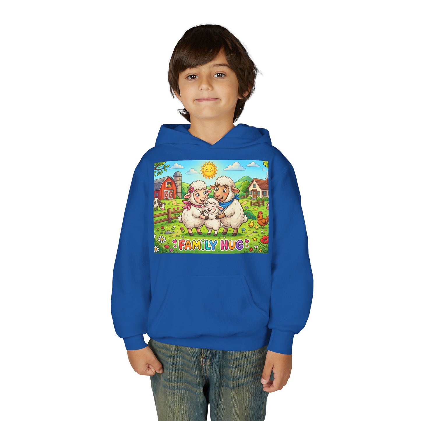 Family Hug Lamb Youth Heavy Blend Hooded Sweatshirt