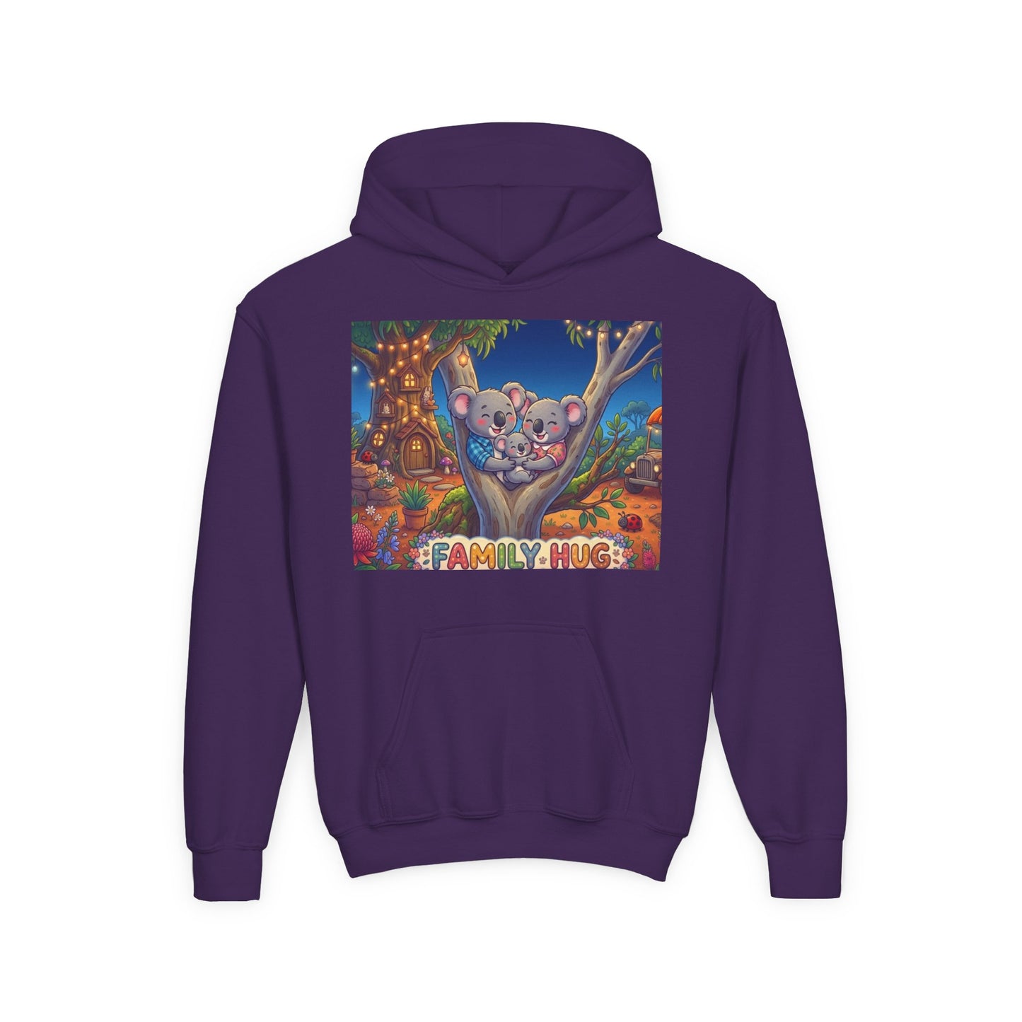 Family Hug Koala Youth Heavy Blend Hooded Sweatshirt