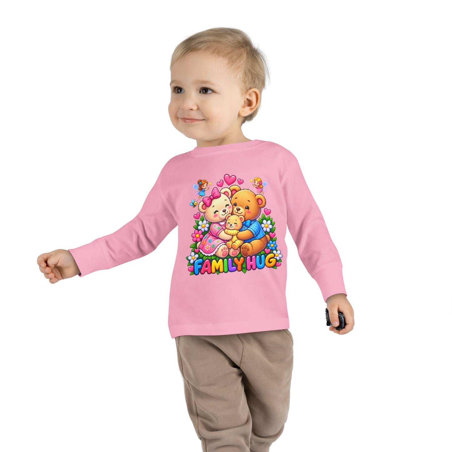 Family Hug Teddy Toddler Long Sleeve Tee