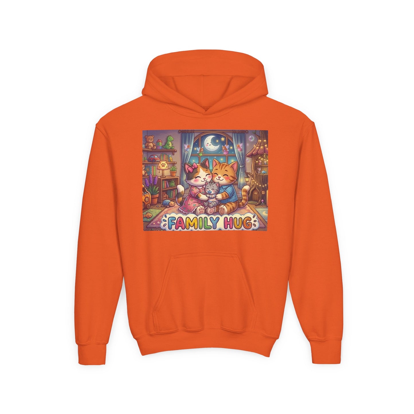 Family Hug Kitten Youth Heavy Blend Hooded Sweatshirt