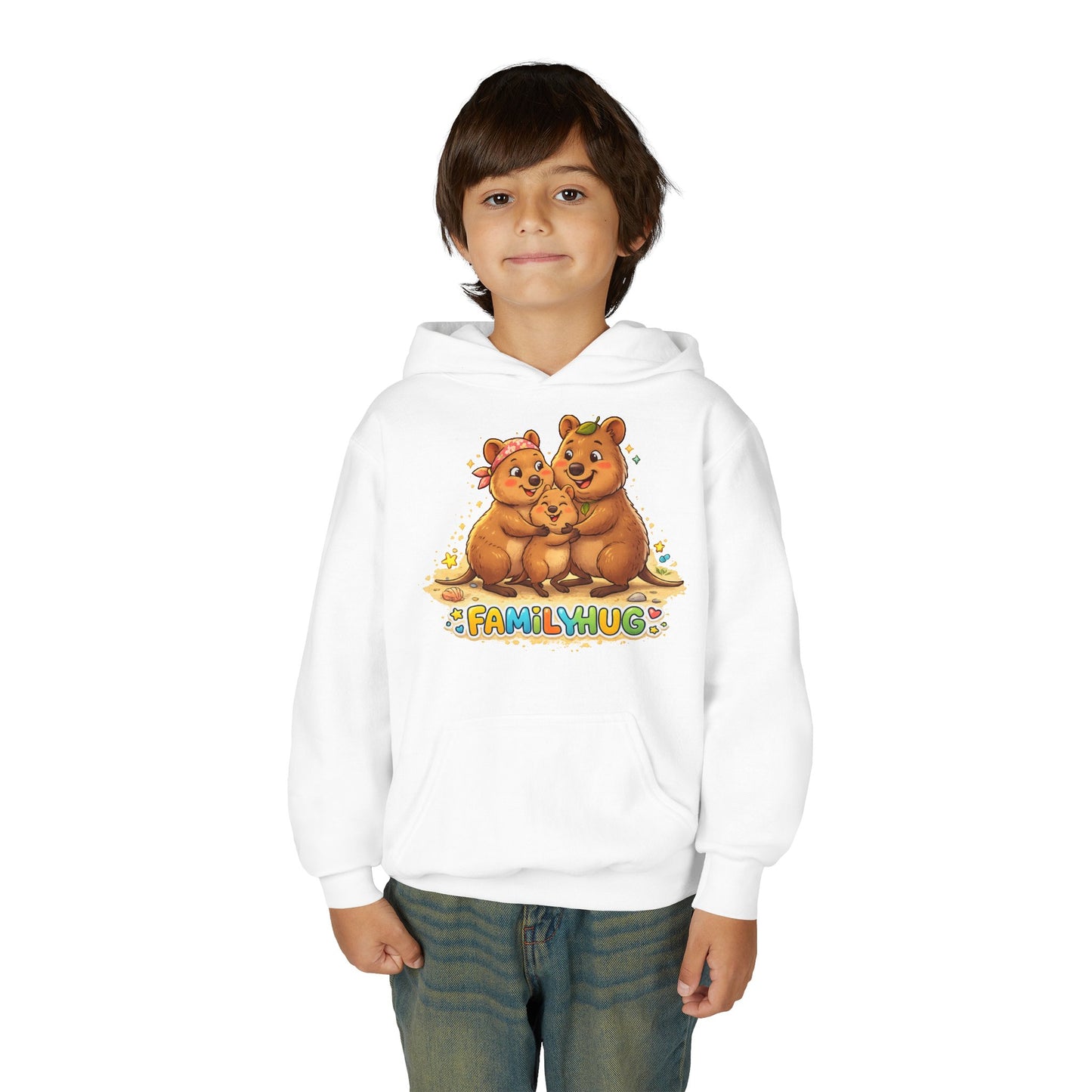 Family Hug Quokka Youth Heavy Blend Hooded Sweatshirt