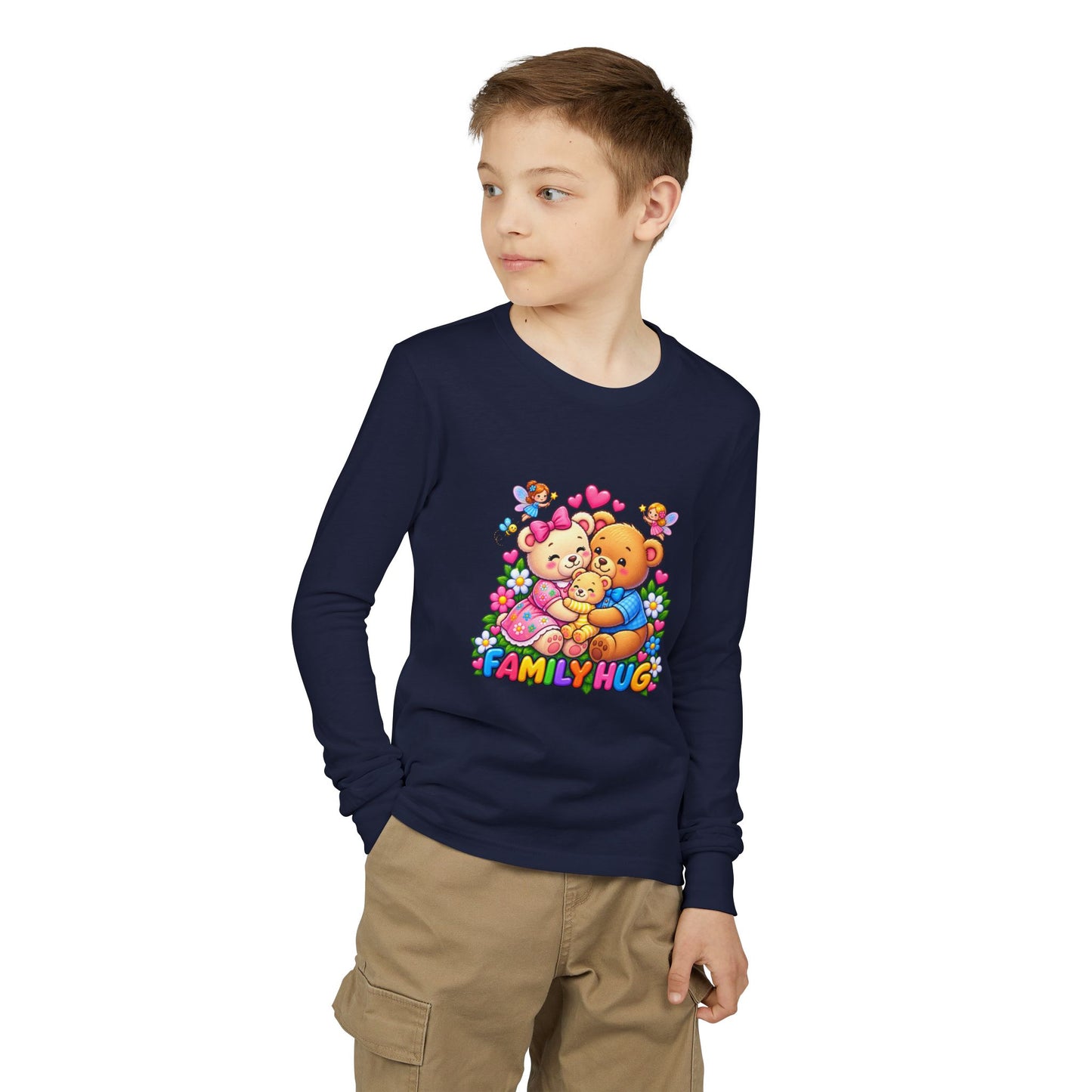 Family Hug Teddy Youth Jersey Long Sleeve Tee