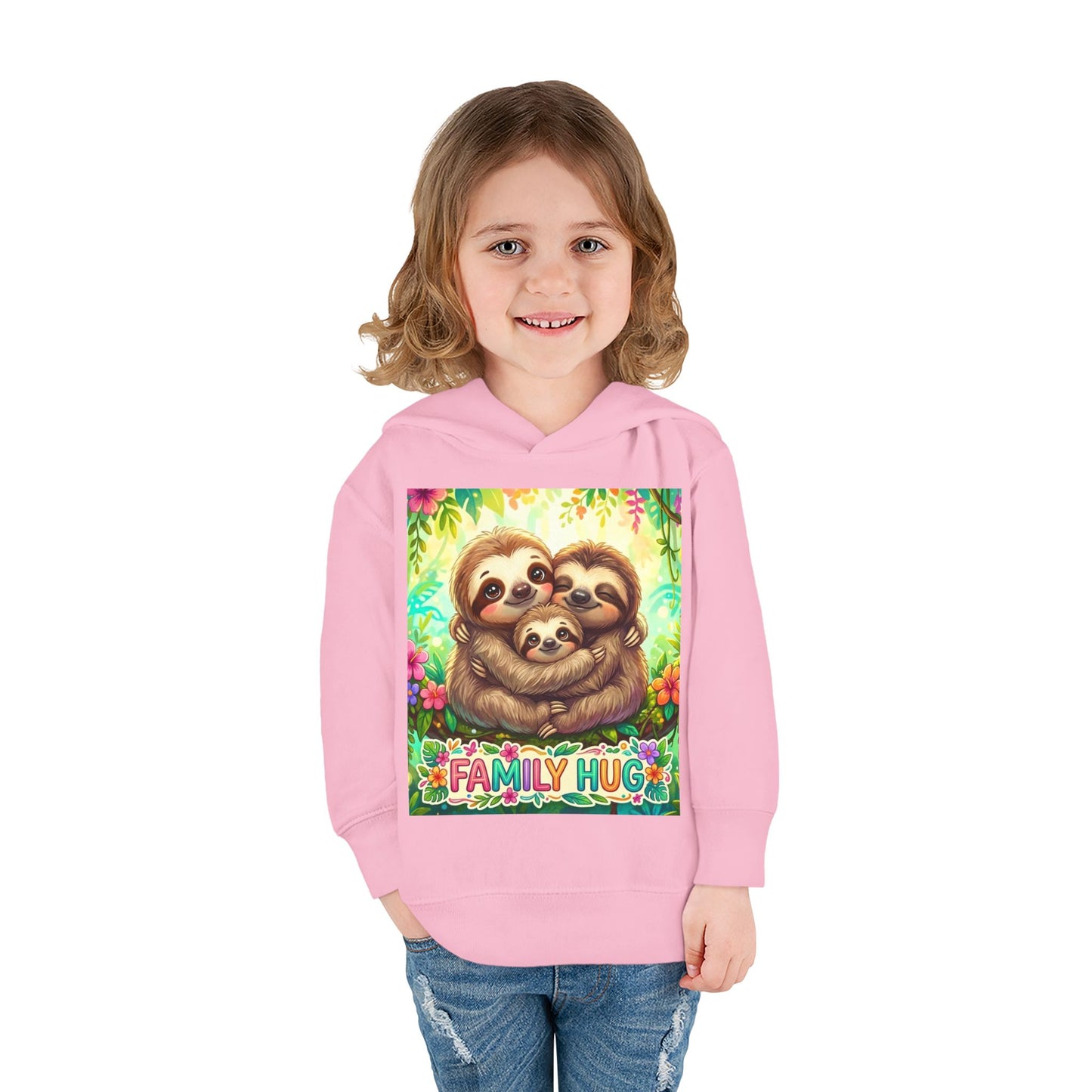 Family Hug Sloth Toddler Pullover Fleece Hoodie