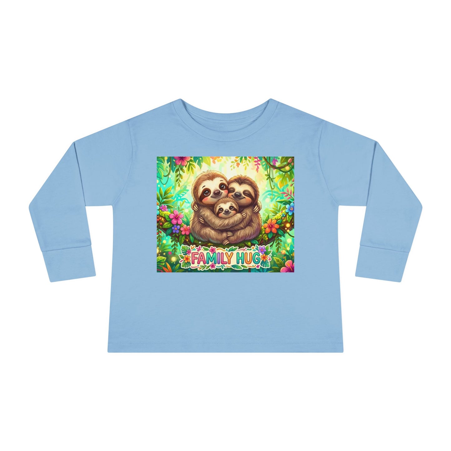 Family Hug Sloth Toddler Long Sleeve Tee