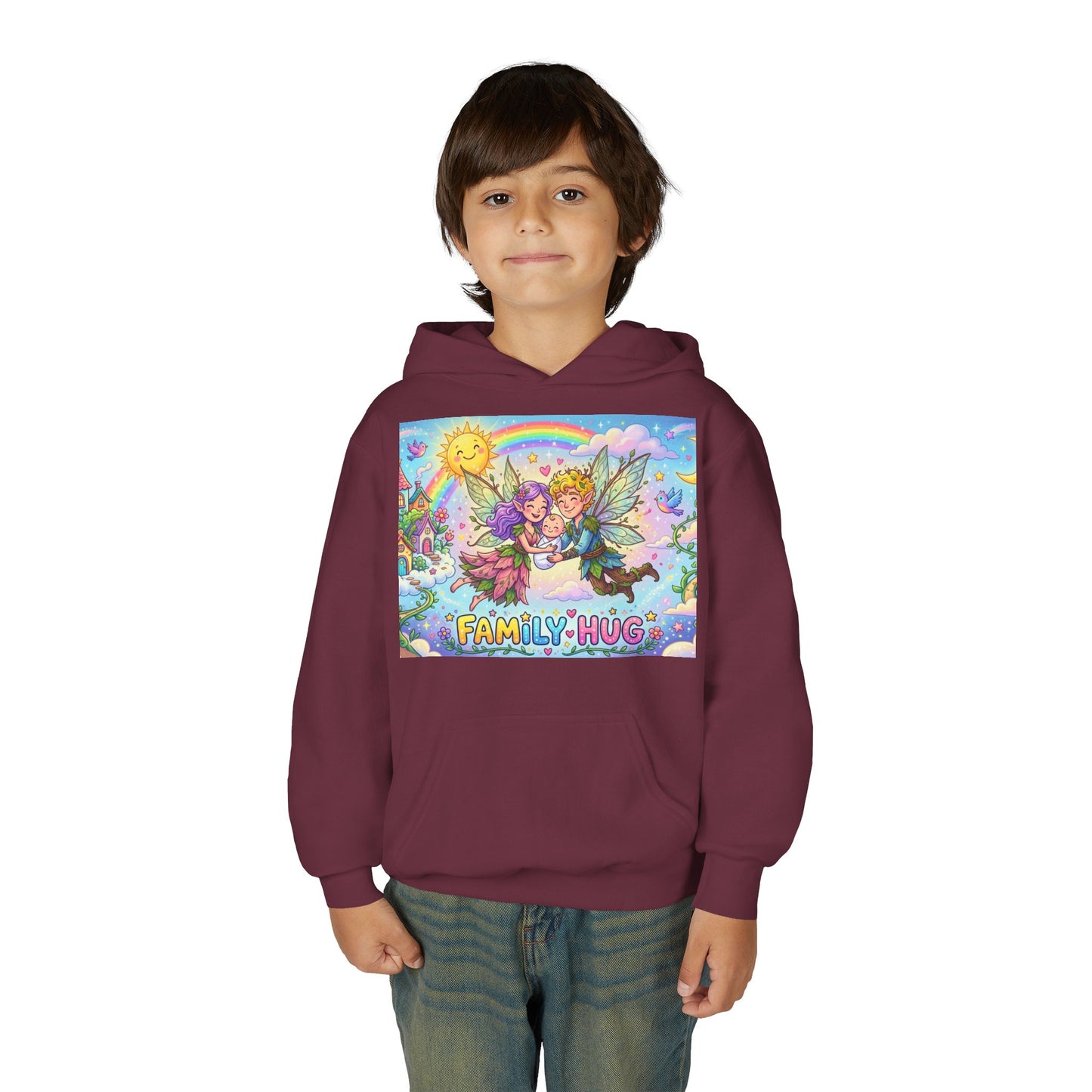 Family Hug Fairy Youth Heavy Blend Hooded Sweatshirt
