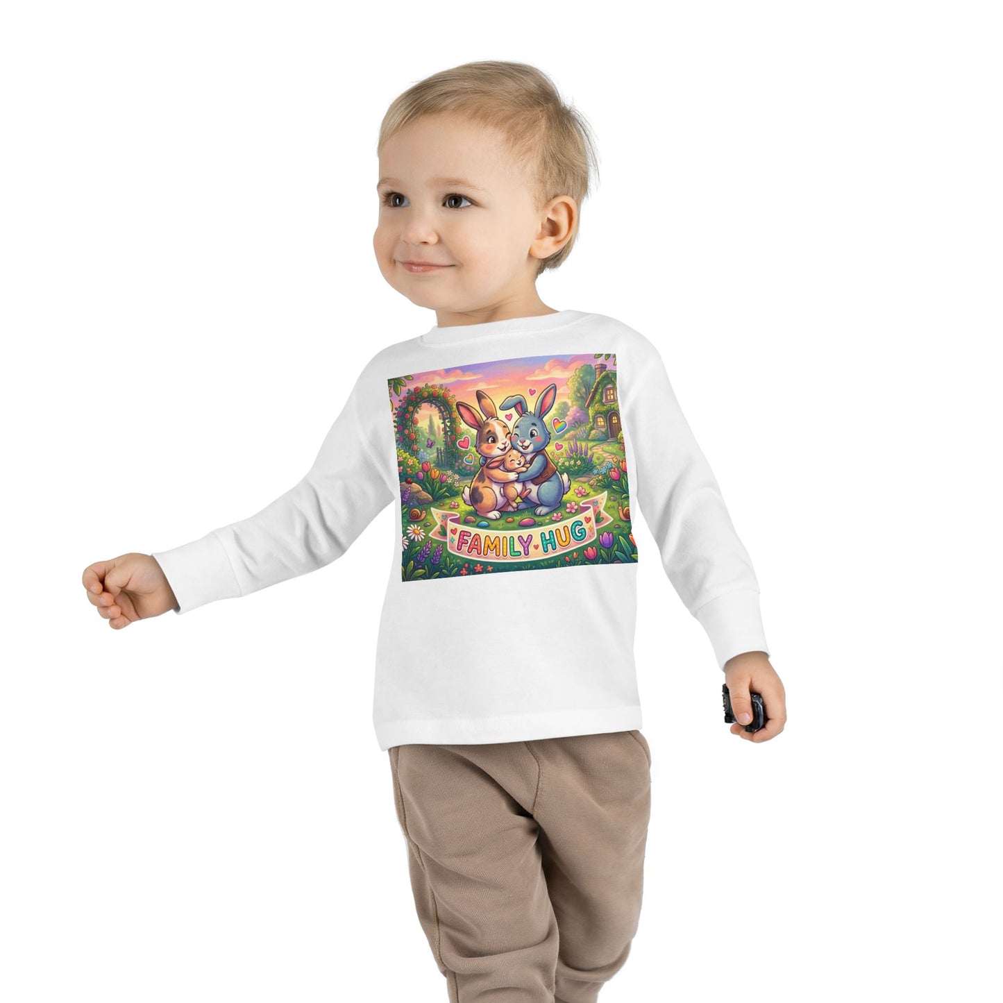 Family Hug Bunny Toddler Long Sleeve Tee