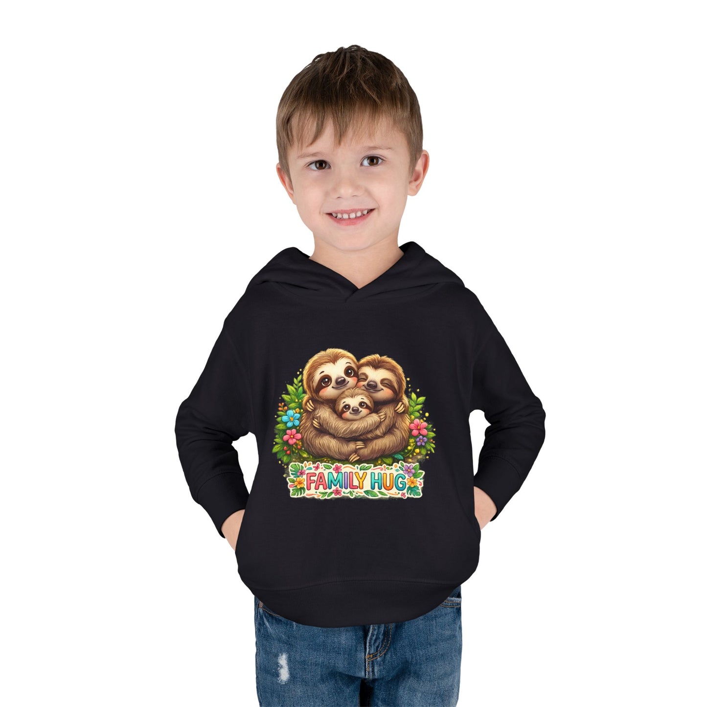 Family Hug Sloth Toddler Pullover Fleece Hoodie