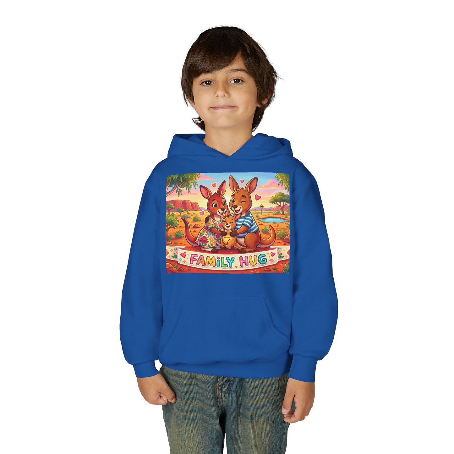 Family Hug Kangaroo Youth Heavy Blend Hooded Sweatshirt