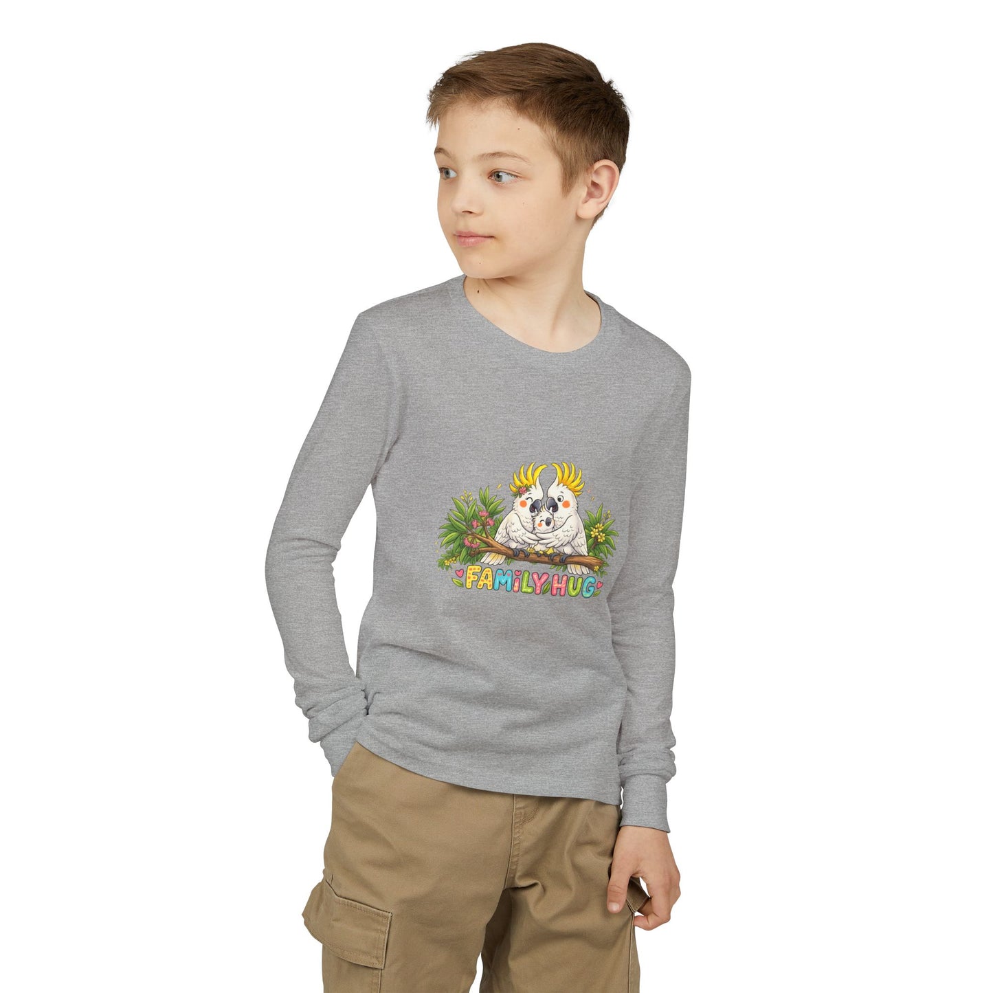 Family Hug Cockatoo Youth Jersey Long Sleeve Tee