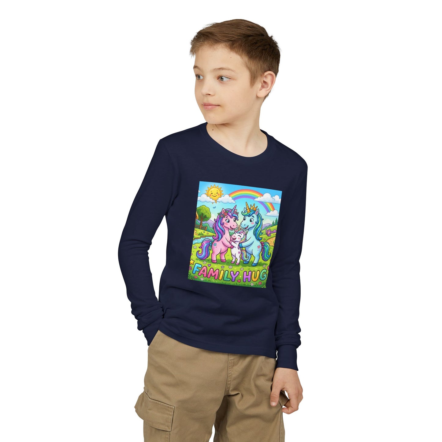 Family Hug Unicorn Youth Jersey Long Sleeve Tee