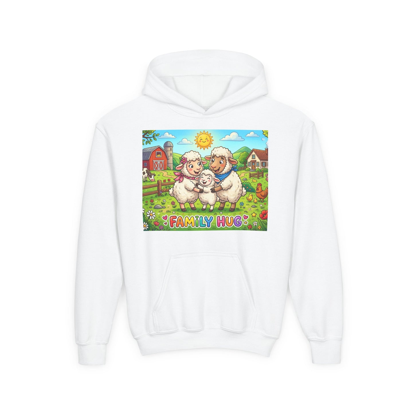 Family Hug Lamb Youth Heavy Blend Hooded Sweatshirt