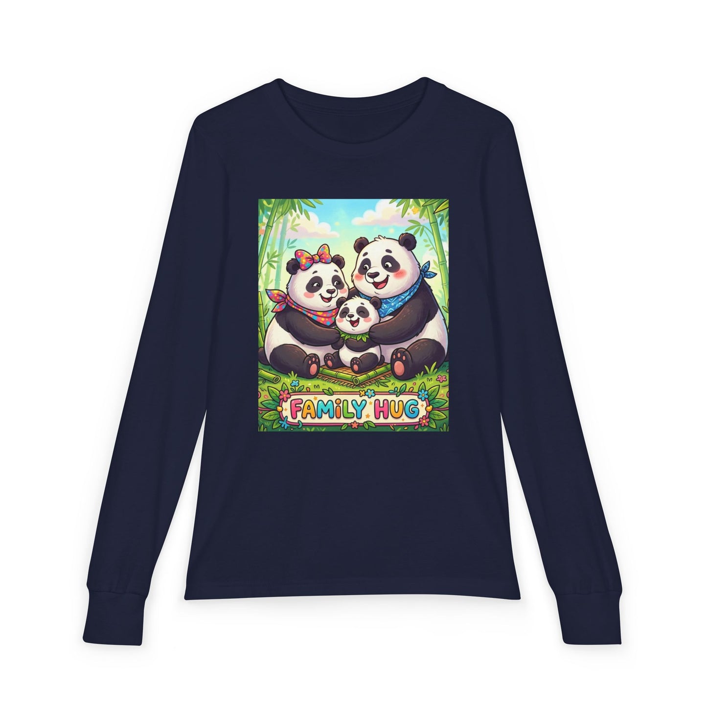 Family Hug Panda Youth Jersey Long Sleeve Tee