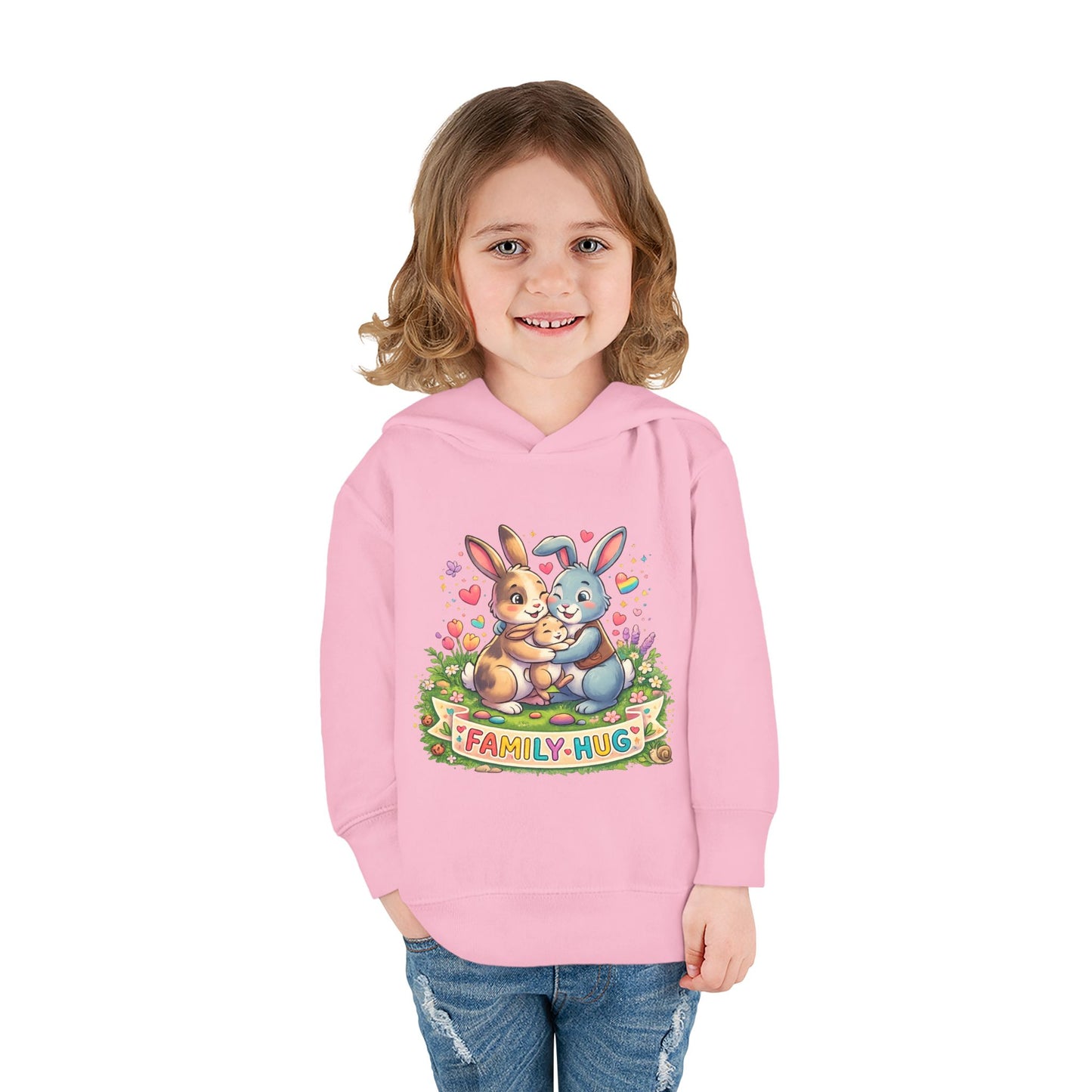 Family Hug Bunny Toddler Pullover Fleece Hoodie