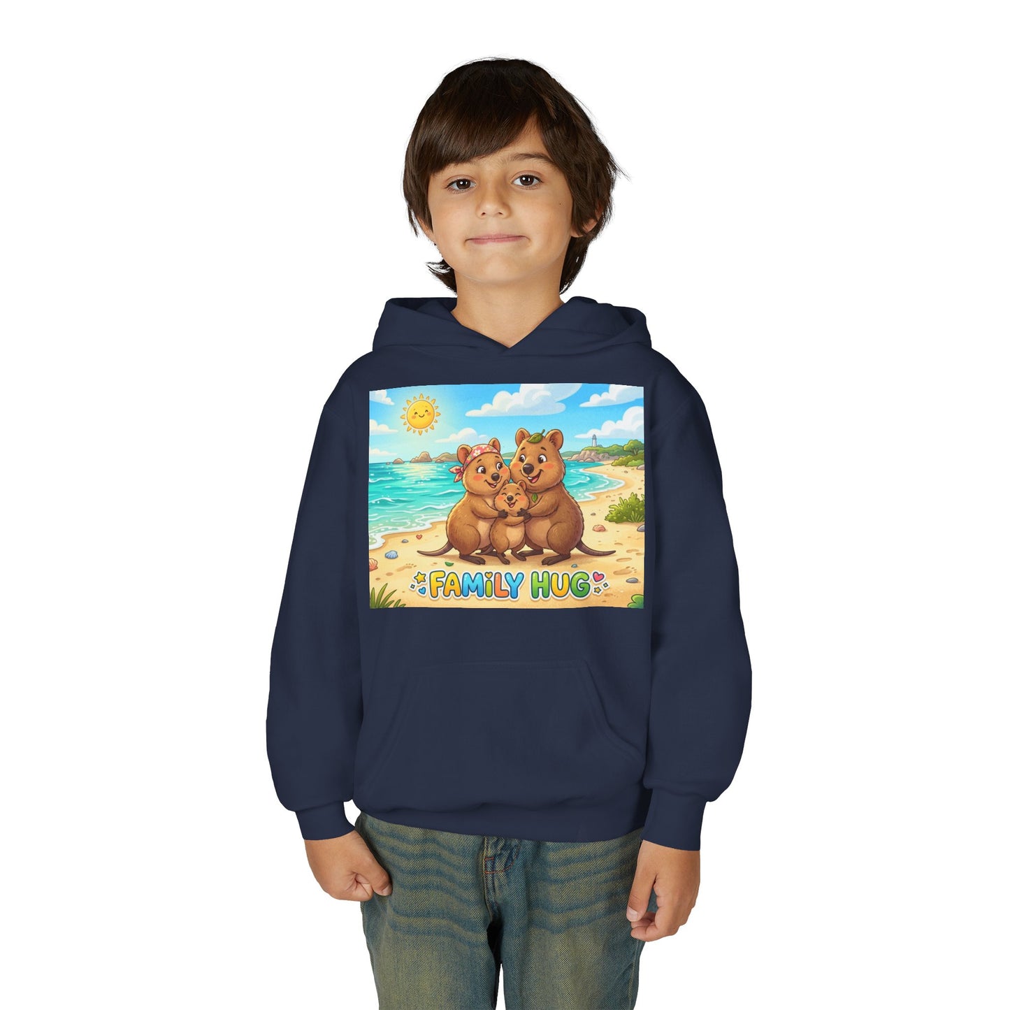 Family Hug Quokka Youth Heavy Blend Hooded Sweatshirt
