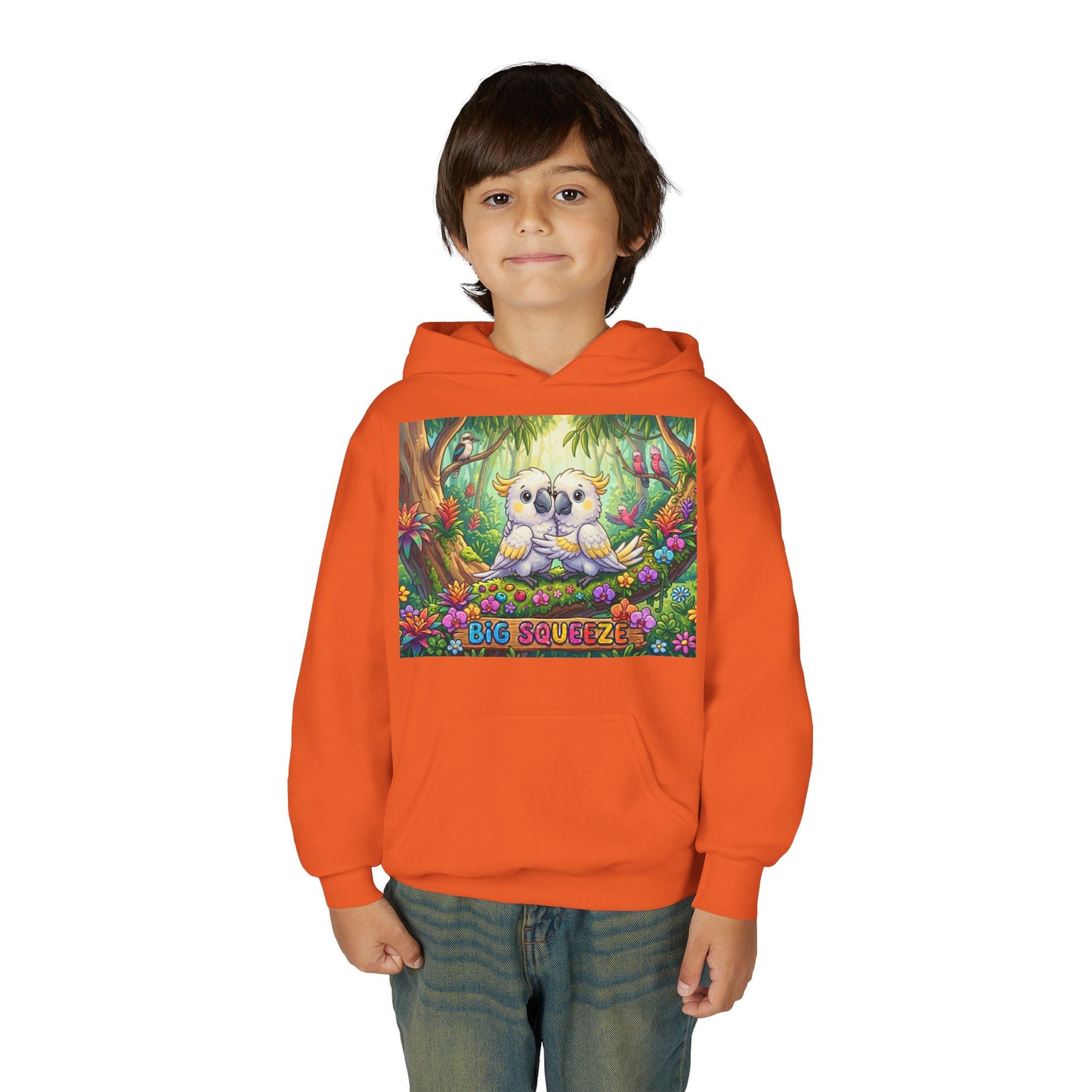Big Squeeze Cockatoo Youth Heavy Blend Hooded Sweatshirt