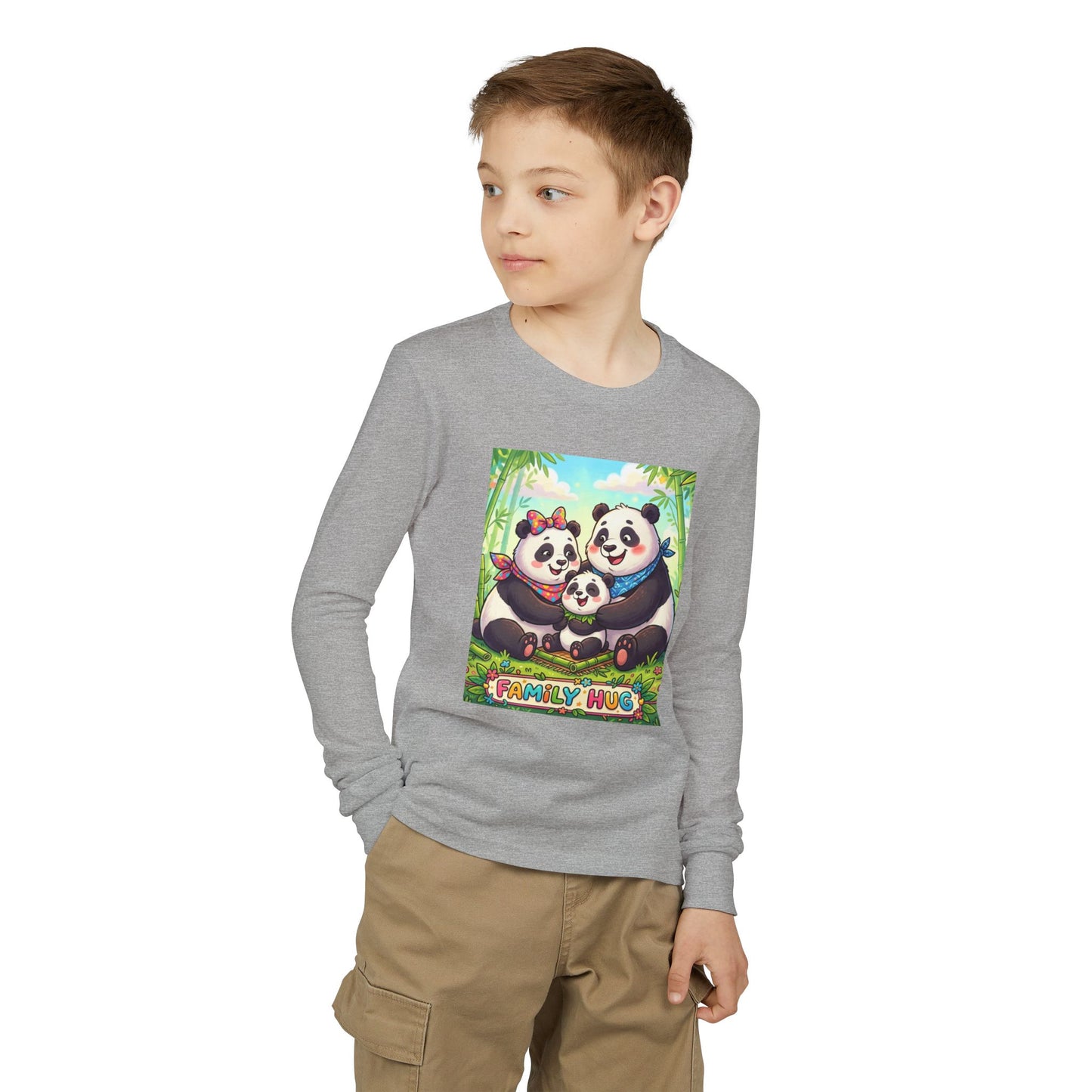 Family Hug Panda Youth Jersey Long Sleeve Tee
