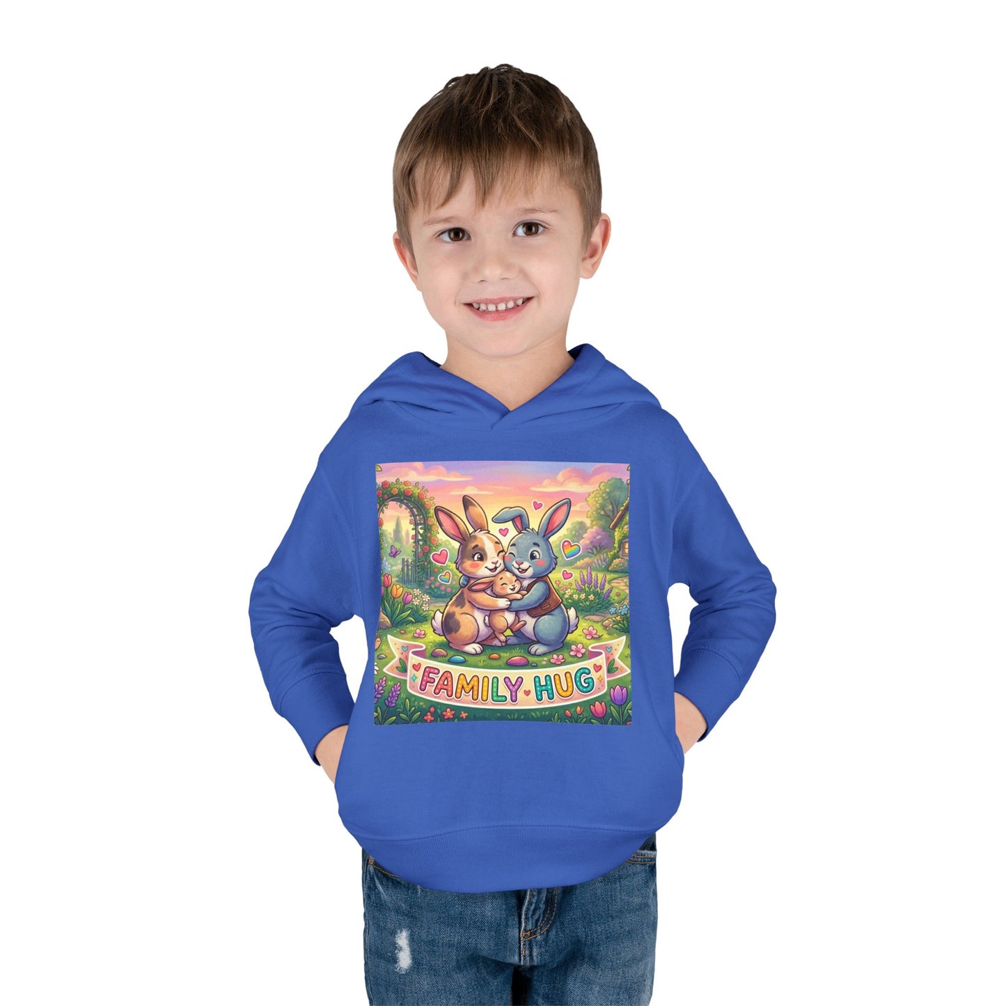 Family Hug Bunny Toddler Pullover Fleece Hoodie
