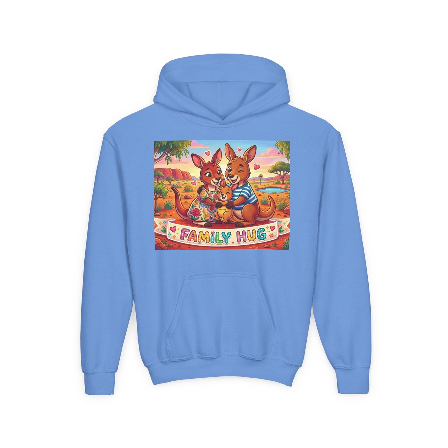 Family Hug Kangaroo Youth Heavy Blend Hooded Sweatshirt