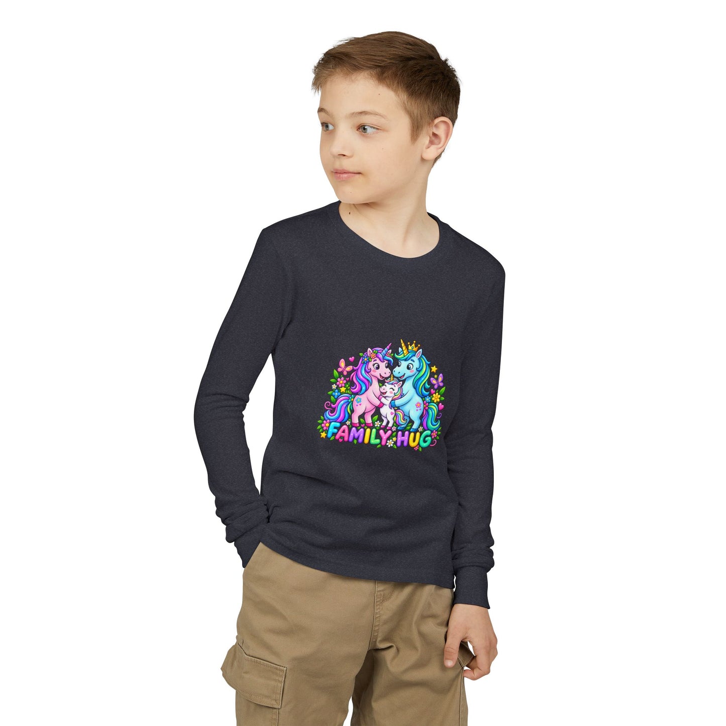 Family Hug Unicorn Youth Jersey Long Sleeve Tee